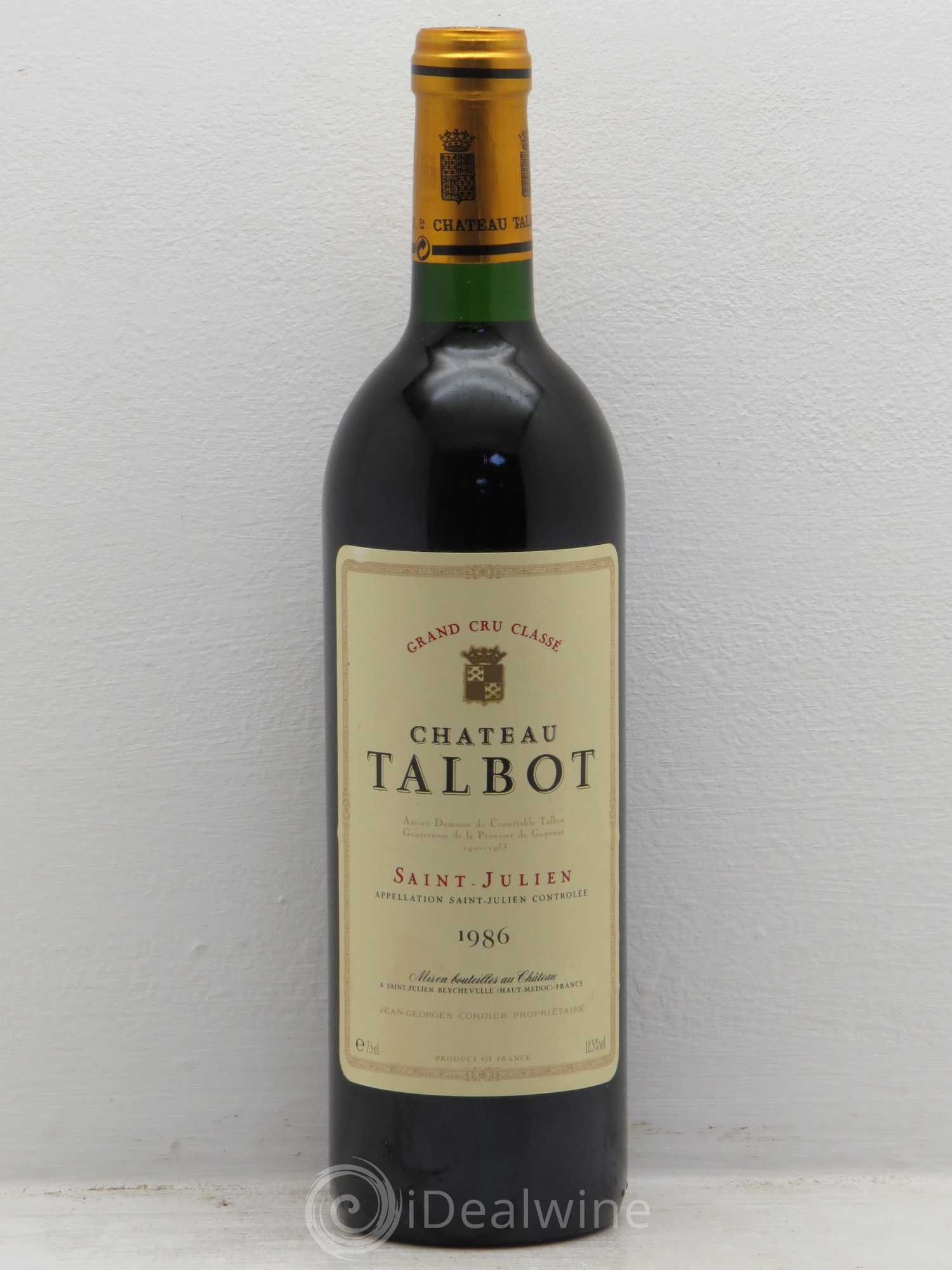 Château Talbot 4ème Grand Cru Classé 1986 - Lot de 1 bouteille - 0