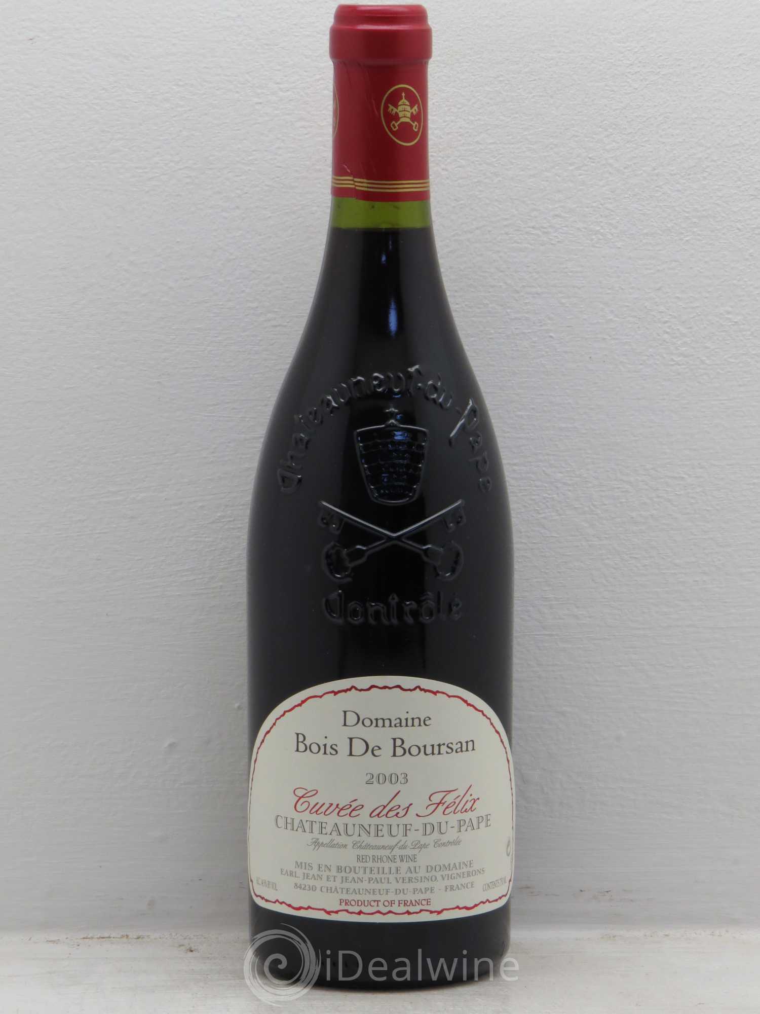 Châteauneuf-du-Pape Bois de Boursan (Domaine) Cuvée des Félix Jean et Jean-Paul Versino 2003 - Lot de 1 bouteille - 0
