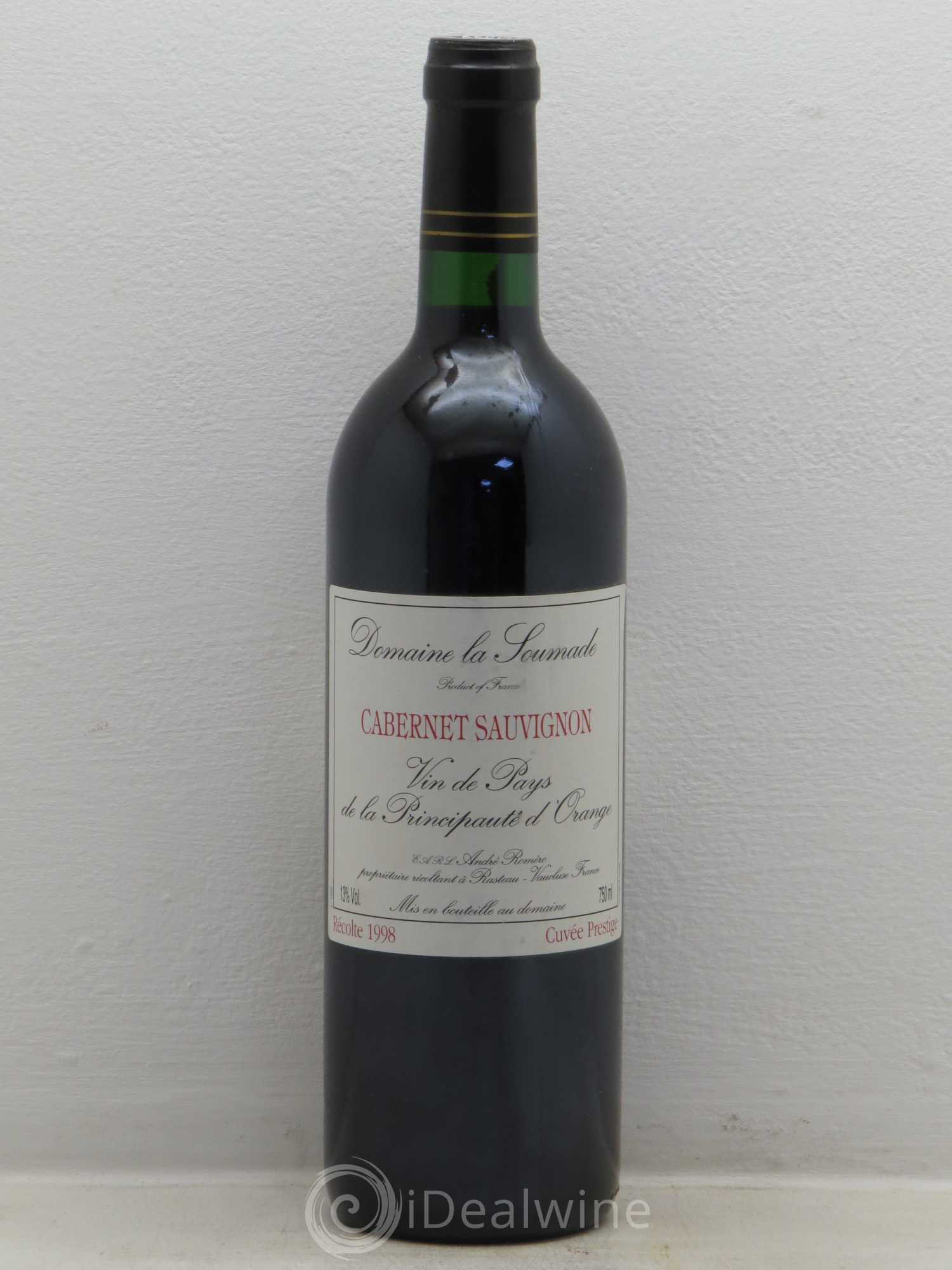 Divers Domaine la Soumade Cabernet Sauvignon IGP Vaucluse Principaute d'Orange France labe 1998 - Posten von 1 Flasche - 0