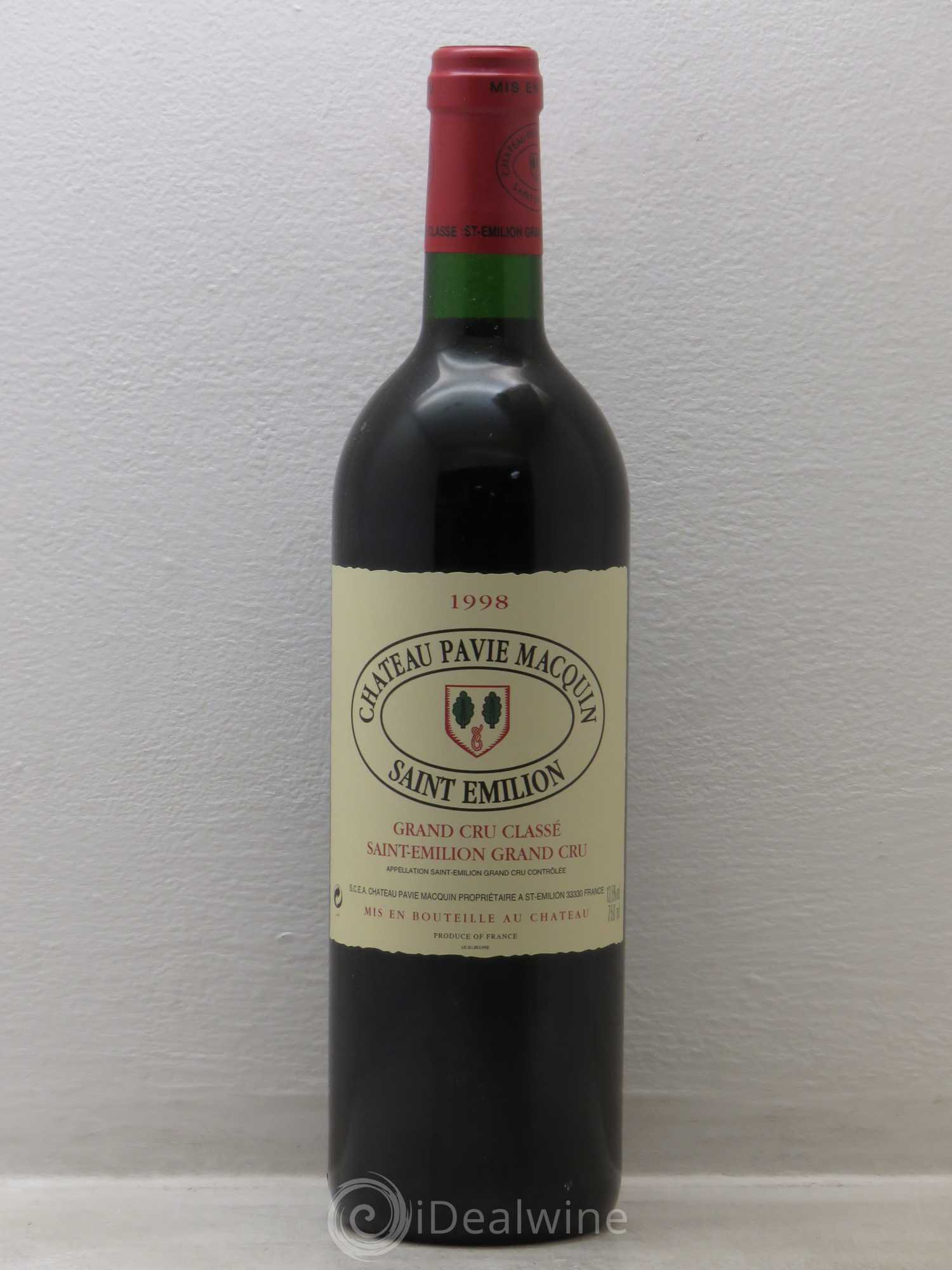 Château Pavie Macquin 1er Grand Cru Classé B 1998 - Lot de 1 bouteille - 0