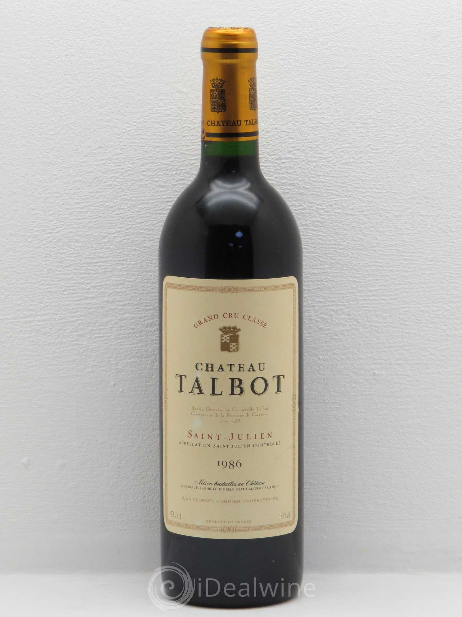 Château Talbot 4ème Grand Cru Classé 1986 - Lot de 1 bouteille - 0