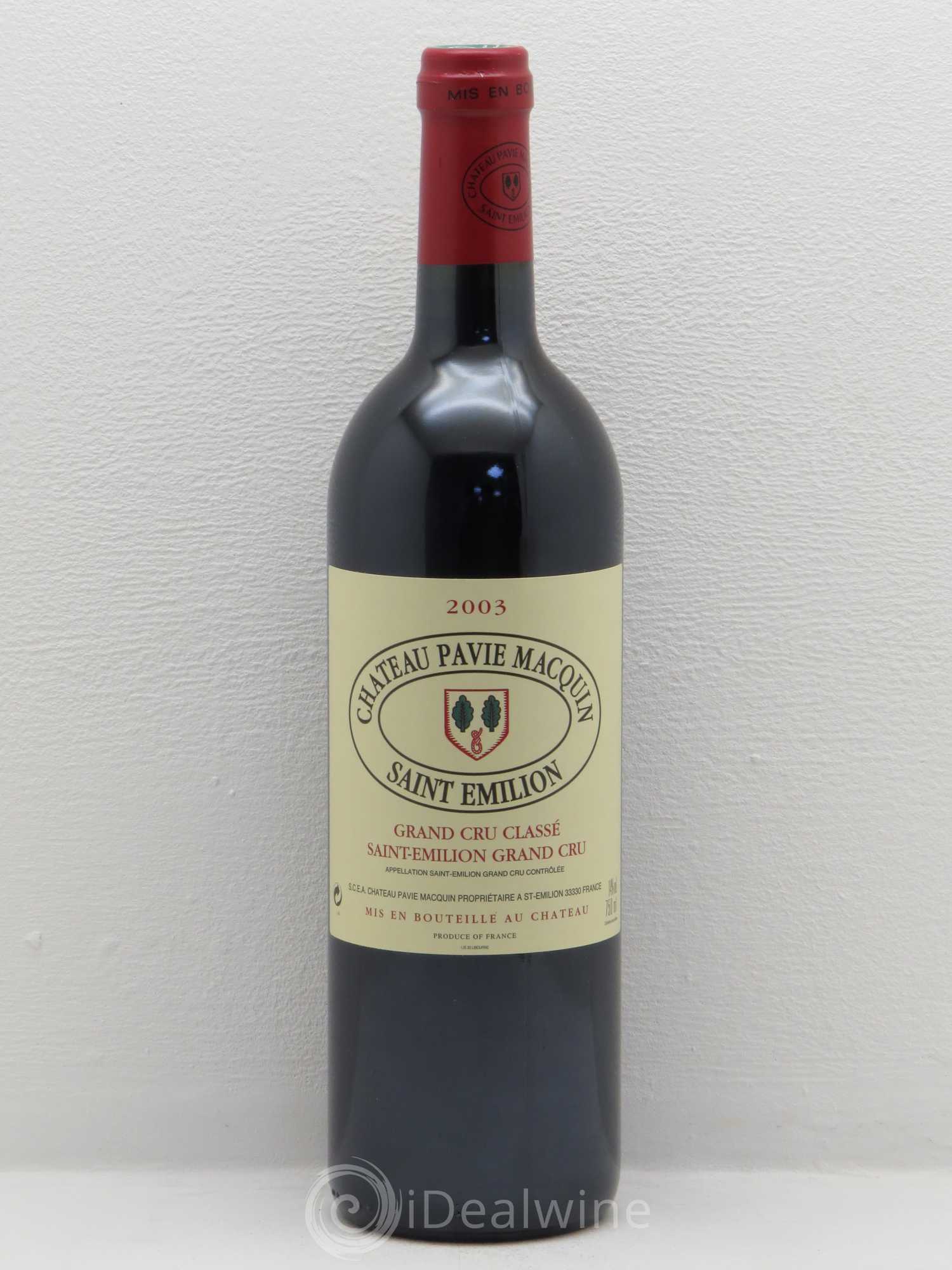 Château Pavie Macquin 1er Grand Cru Classé B 2003 - Lot de 1 bouteille - 0