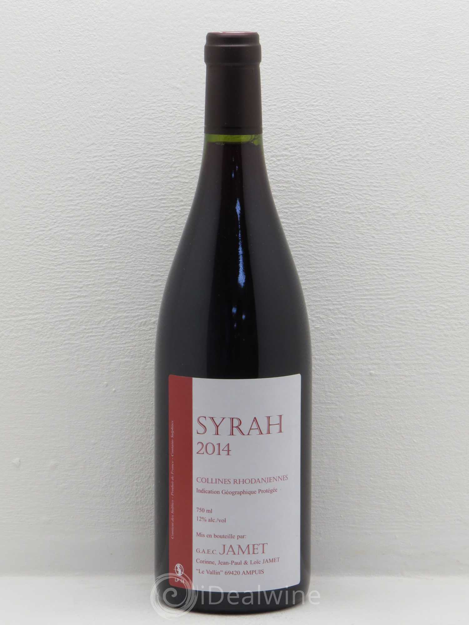 Rhône I.G.P. Collines Rhodaniennes Syrah Jamet 2014 - Lot de 1 bouteille - 0