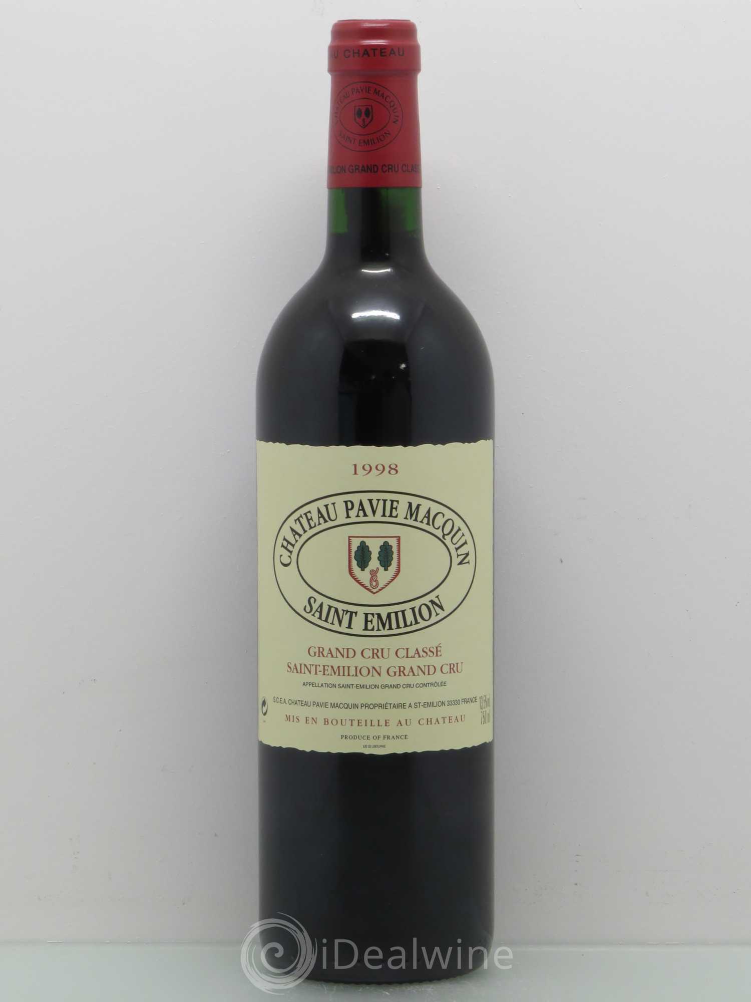 Château Pavie Macquin 1er Grand Cru Classé B 1998 - Lot de 1 bouteille - 0
