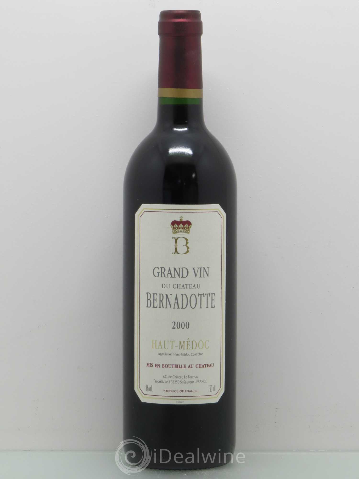 Château Bernadotte 2000 - Lot de 1 bouteille - 0