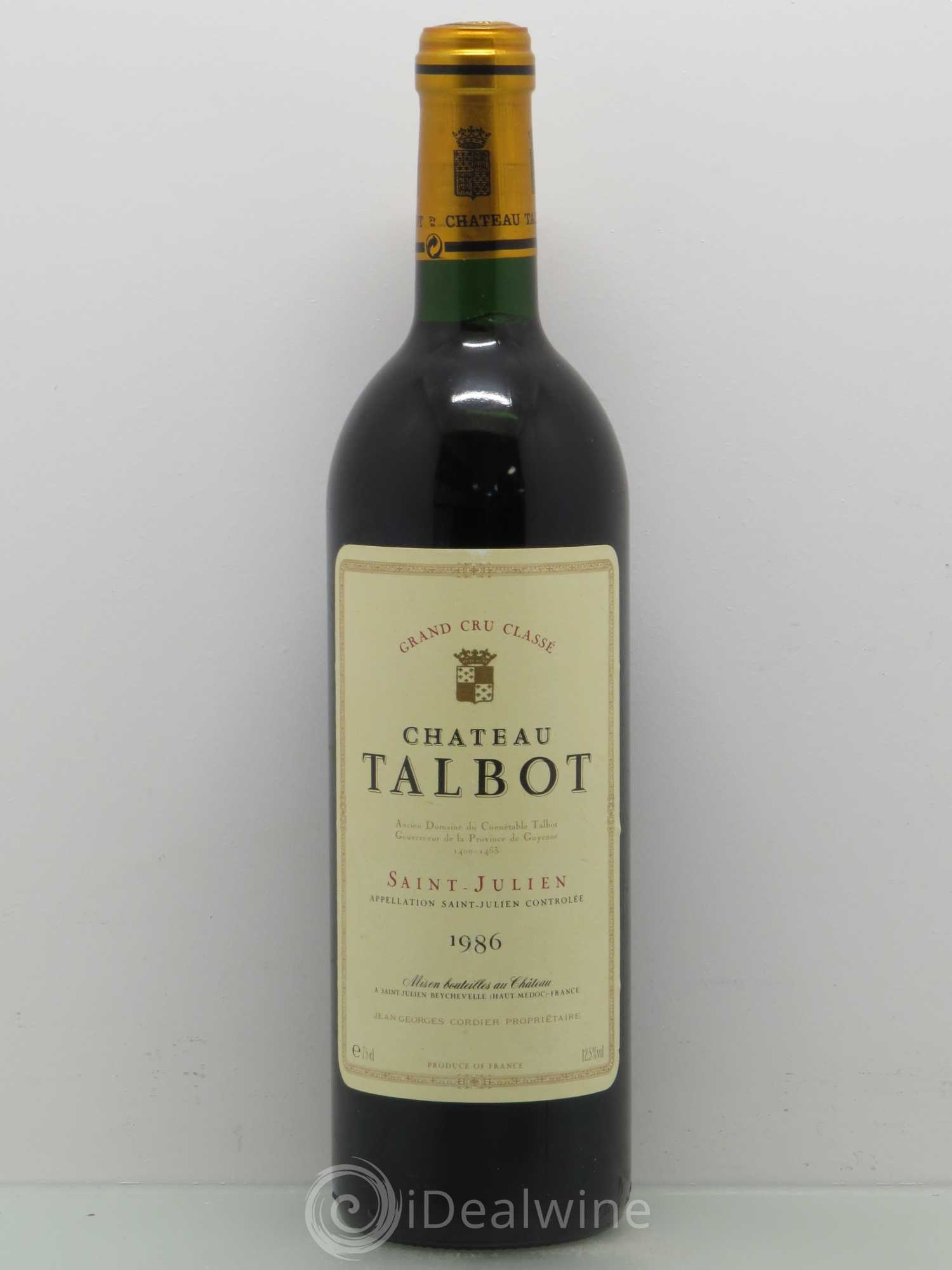 Château Talbot 4ème Grand Cru Classé 1986 - Lot de 1 bouteille - 0