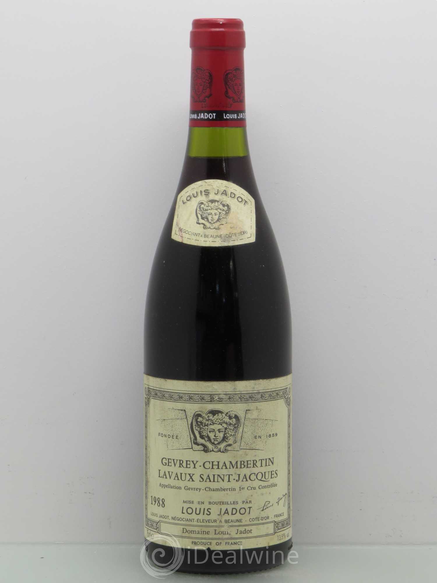 Gevrey-Chambertin 1er Cru Lavaux Saint Jacques Maison Louis Jadot 1988 - Lot de 1 bouteille - 0
