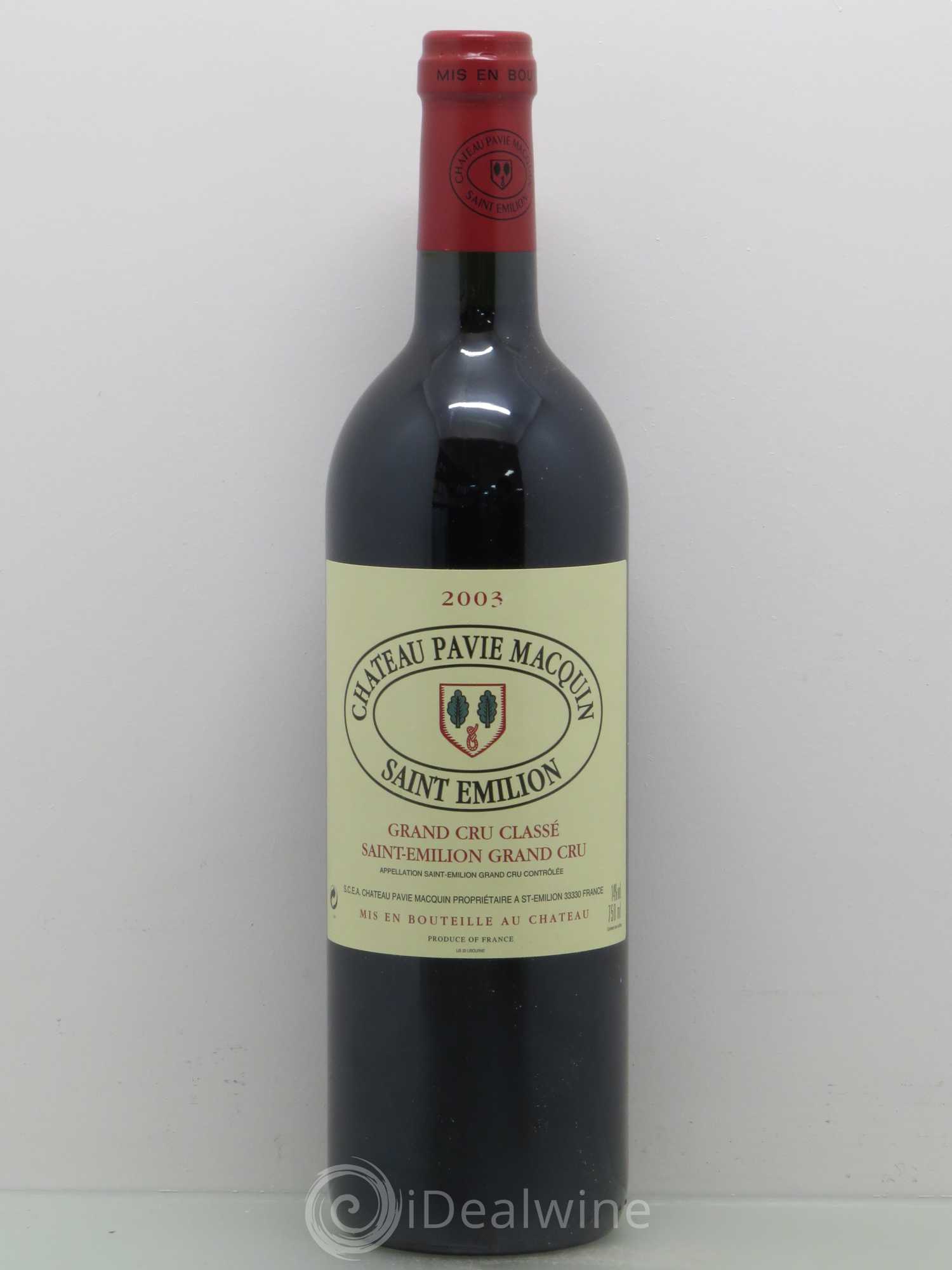 Château Pavie Macquin 1er Grand Cru Classé B 2003 - Lot de 1 bouteille - 0