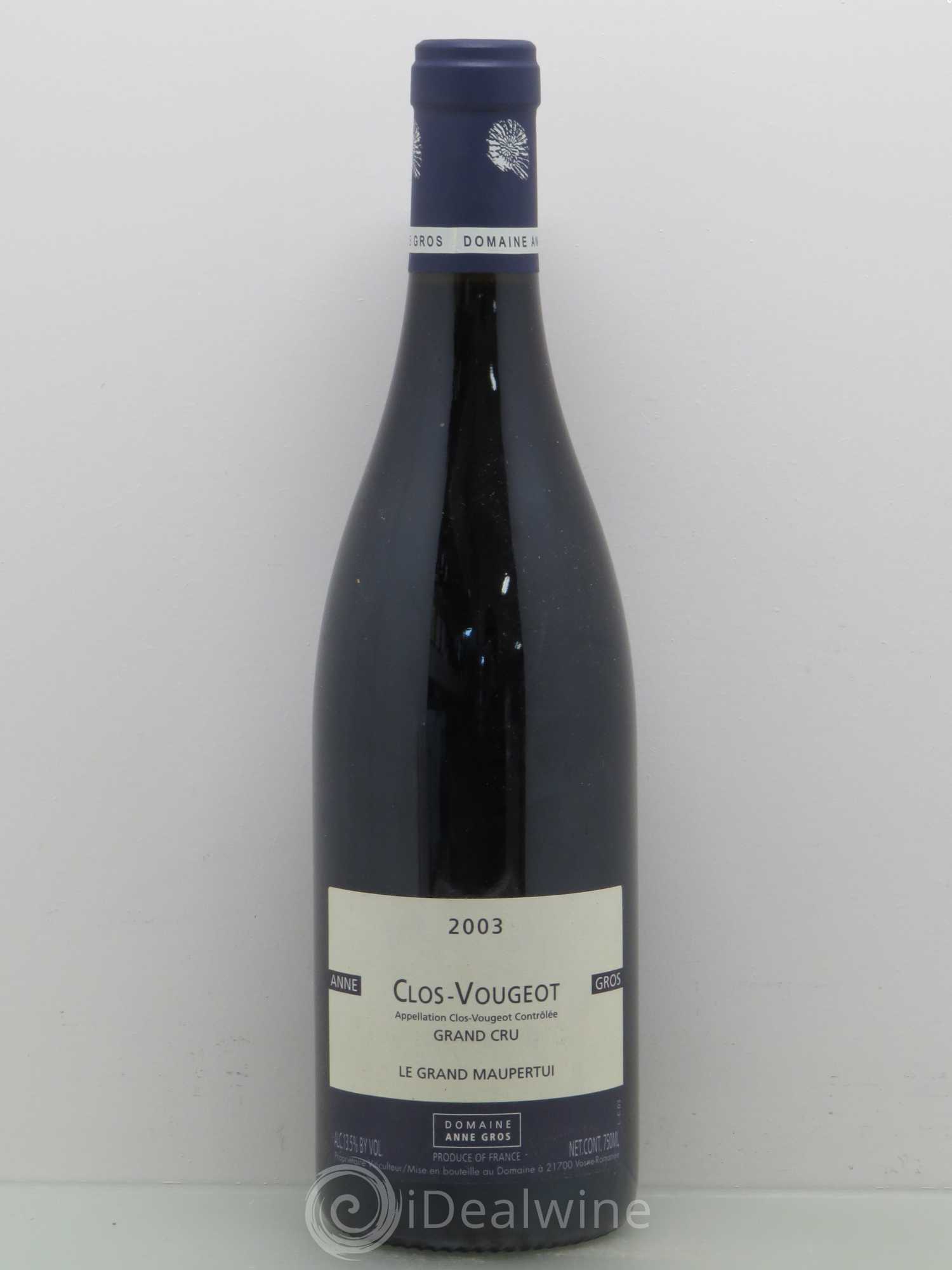 Clos de Vougeot Grand Cru Le Grand Maupertui Anne Gros 2003 - Lot de 1 bouteille - 0