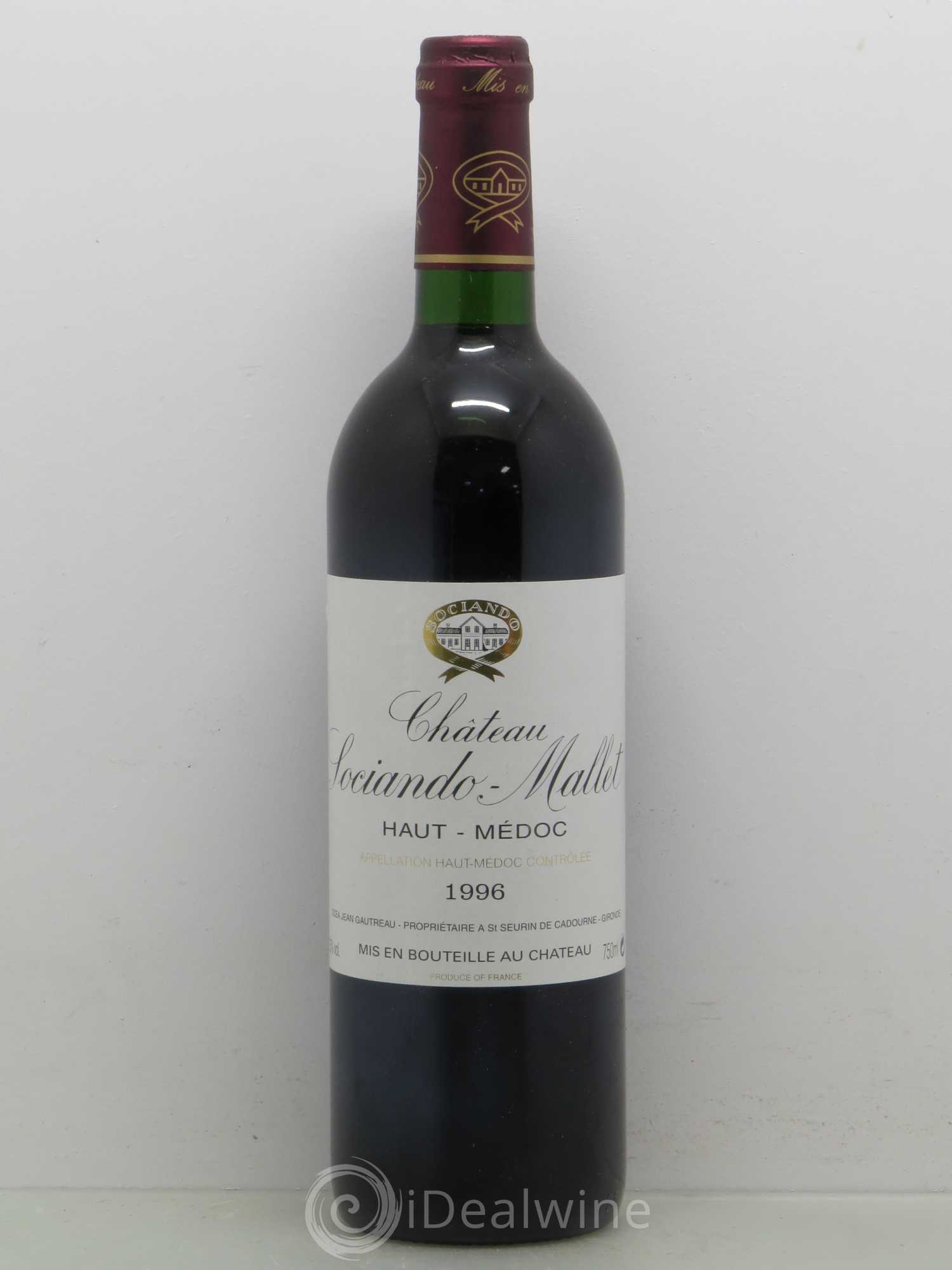 Château Sociando Mallet 1996 - Lot de 1 bouteille - 0