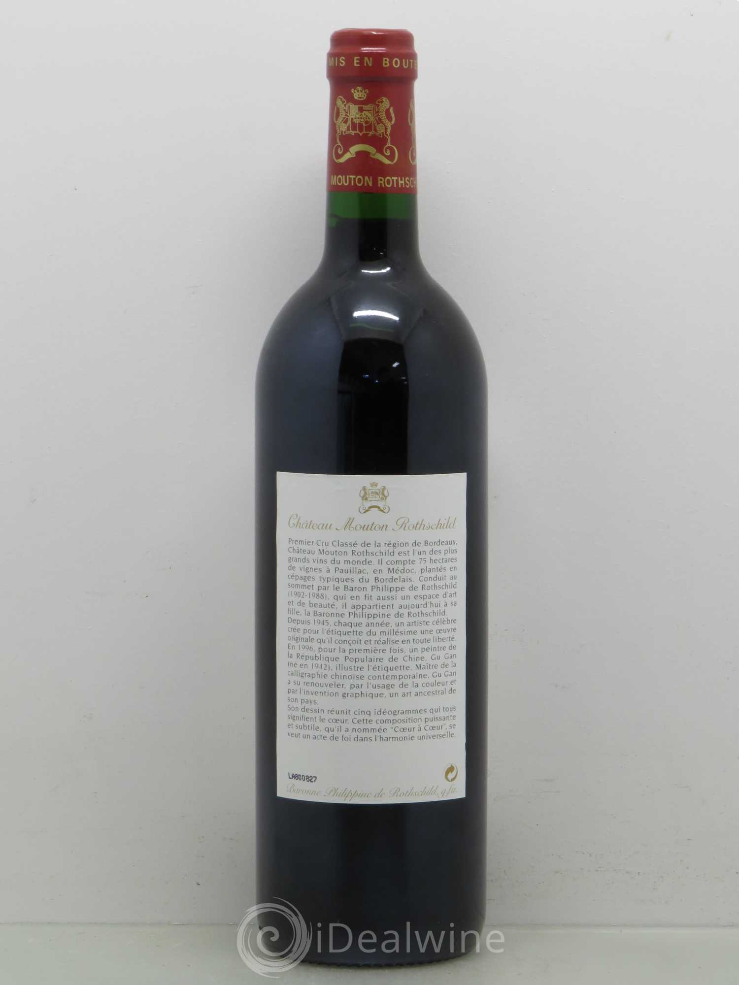 Château Mouton Rothschild 1er Grand Cru Classé 1996 - Lot de 1 bouteille - 1
