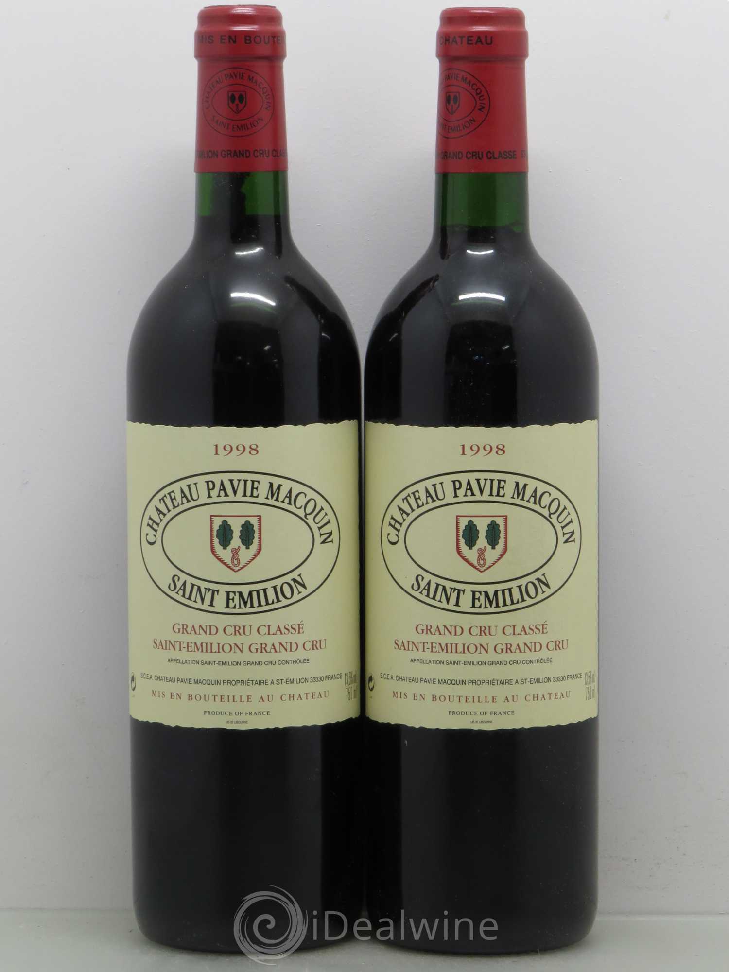 Château Pavie Macquin 1er Grand Cru Classé B 1998 - Lot de 2 bouteilles - 0