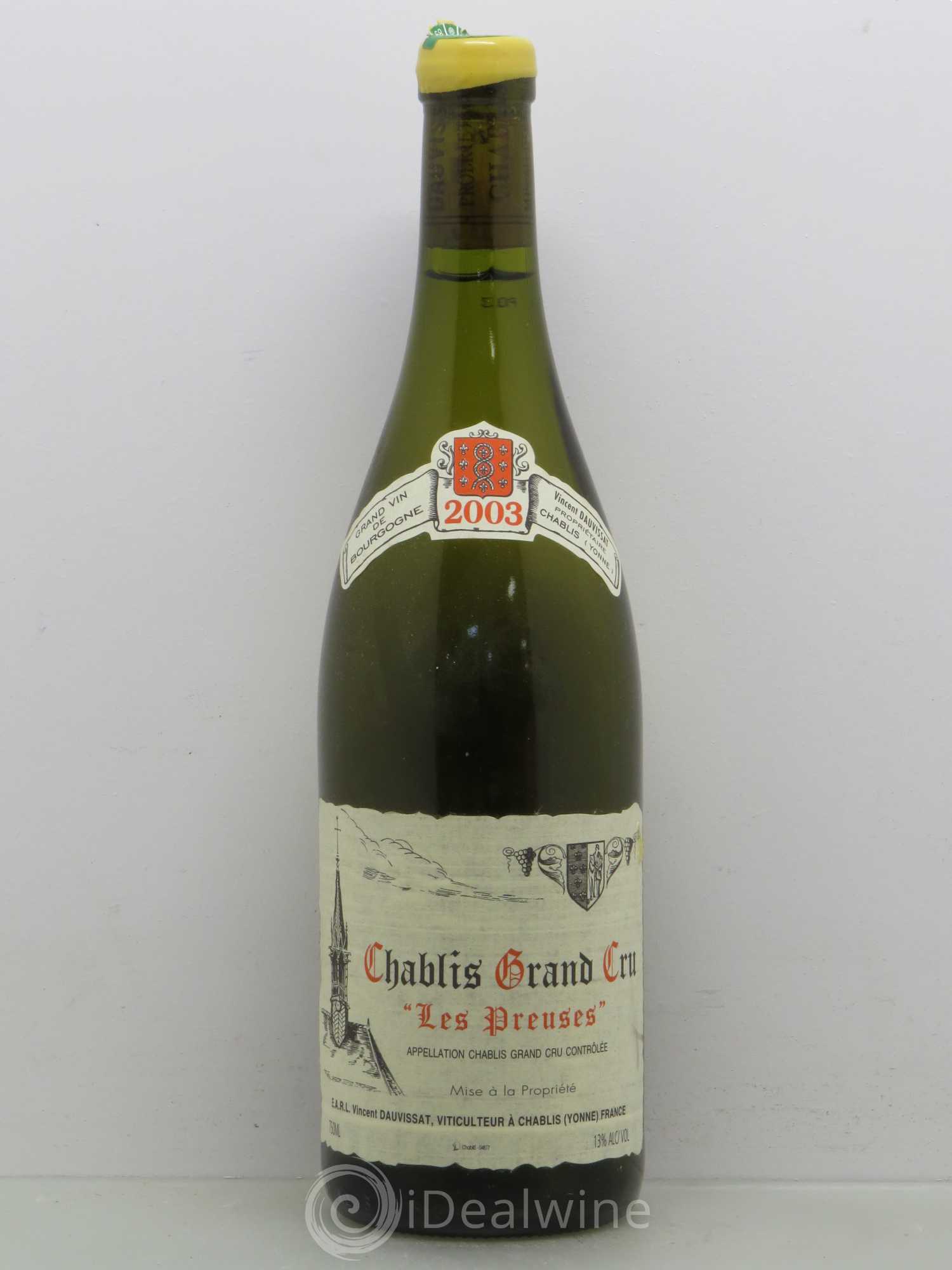 Chablis Grand Cru Les Preuses Vincent Dauvissat (Domaine) 2003 - Lot de 1 bouteille - 0
