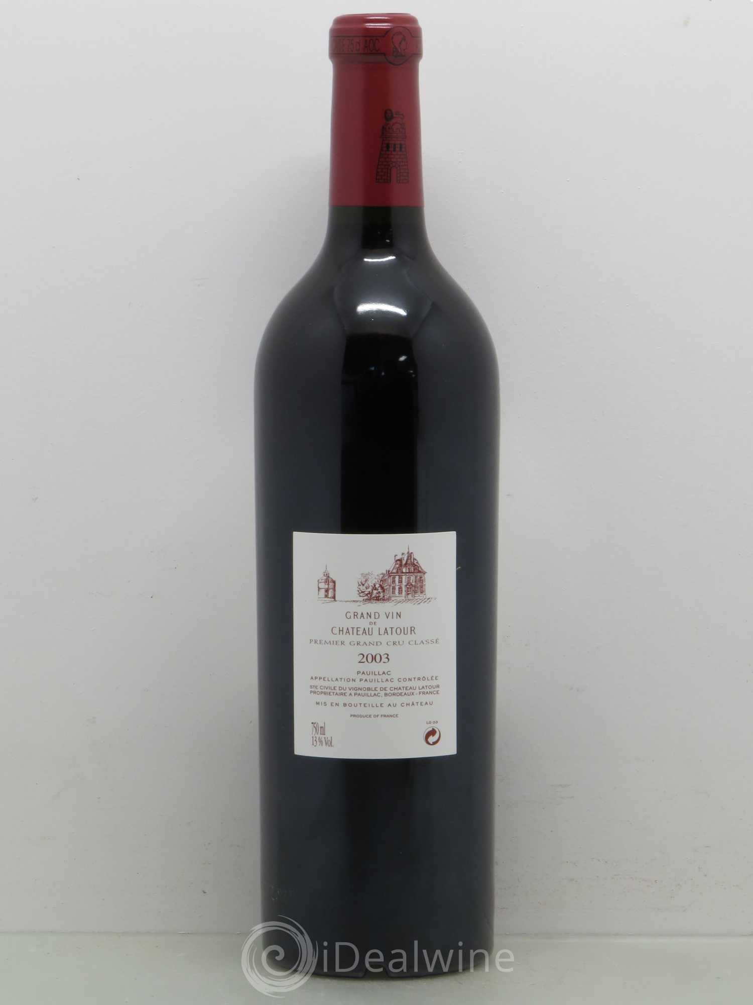 Château Latour 1er Grand Cru Classé 2003 - Lot de 1 bouteille - 1