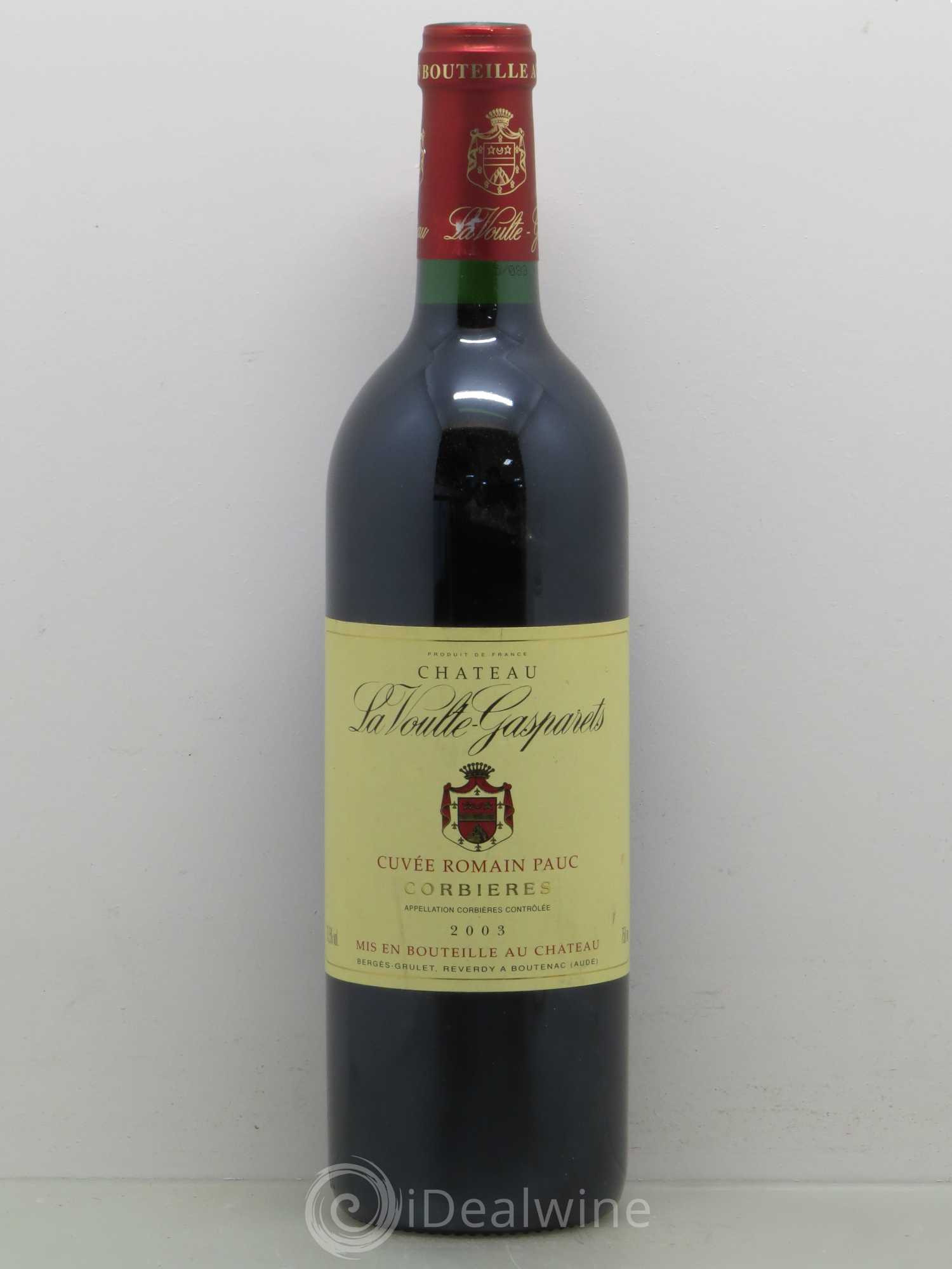 Corbières Boutenac La Voulte-Gasparets Cuvée Romain Pauc Patrick Reverdy 2003 - Lot de 1 bouteille - 0