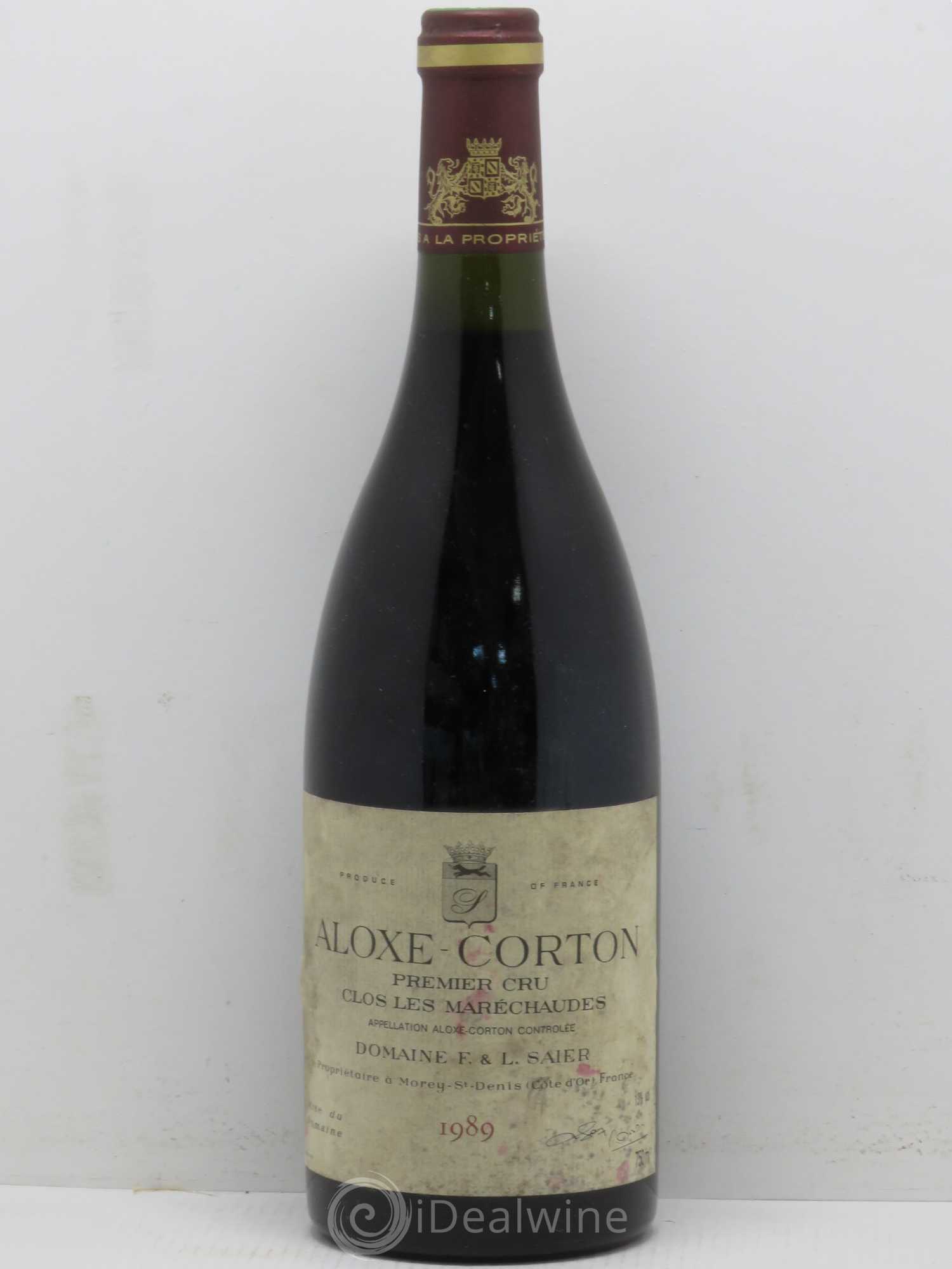 Aloxe-Corton 1er Cru Clos Les Marechaudes Domaine Fabien et Louis Saier 1989 - Posten von 1 Flasche - 0