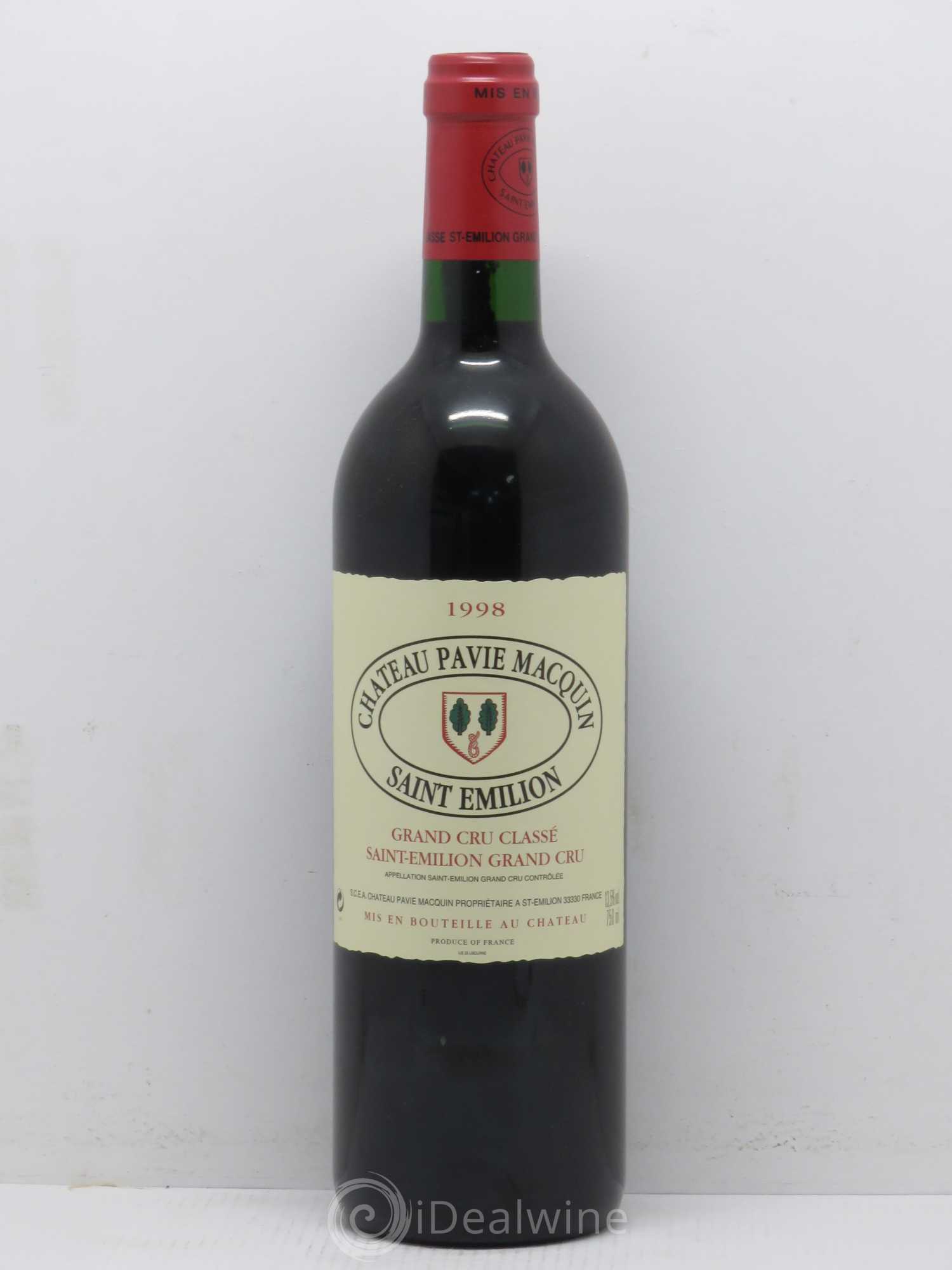 Château Pavie Macquin 1er Grand Cru Classé B 1998 - Lot de 1 bouteille - 0