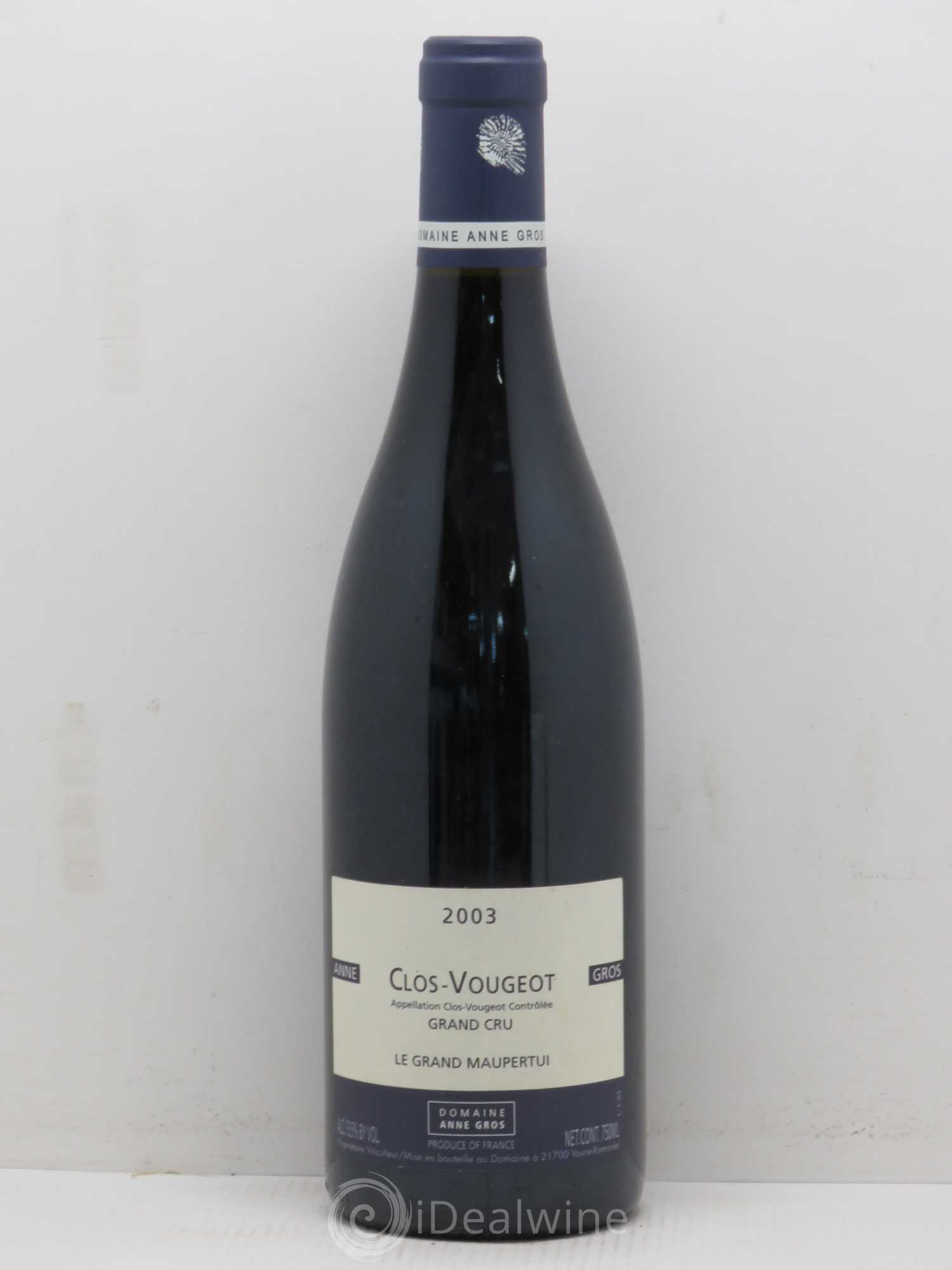 Clos de Vougeot Grand Cru Le Grand Maupertui Anne Gros 2003 - Lot de 1 bouteille - 0