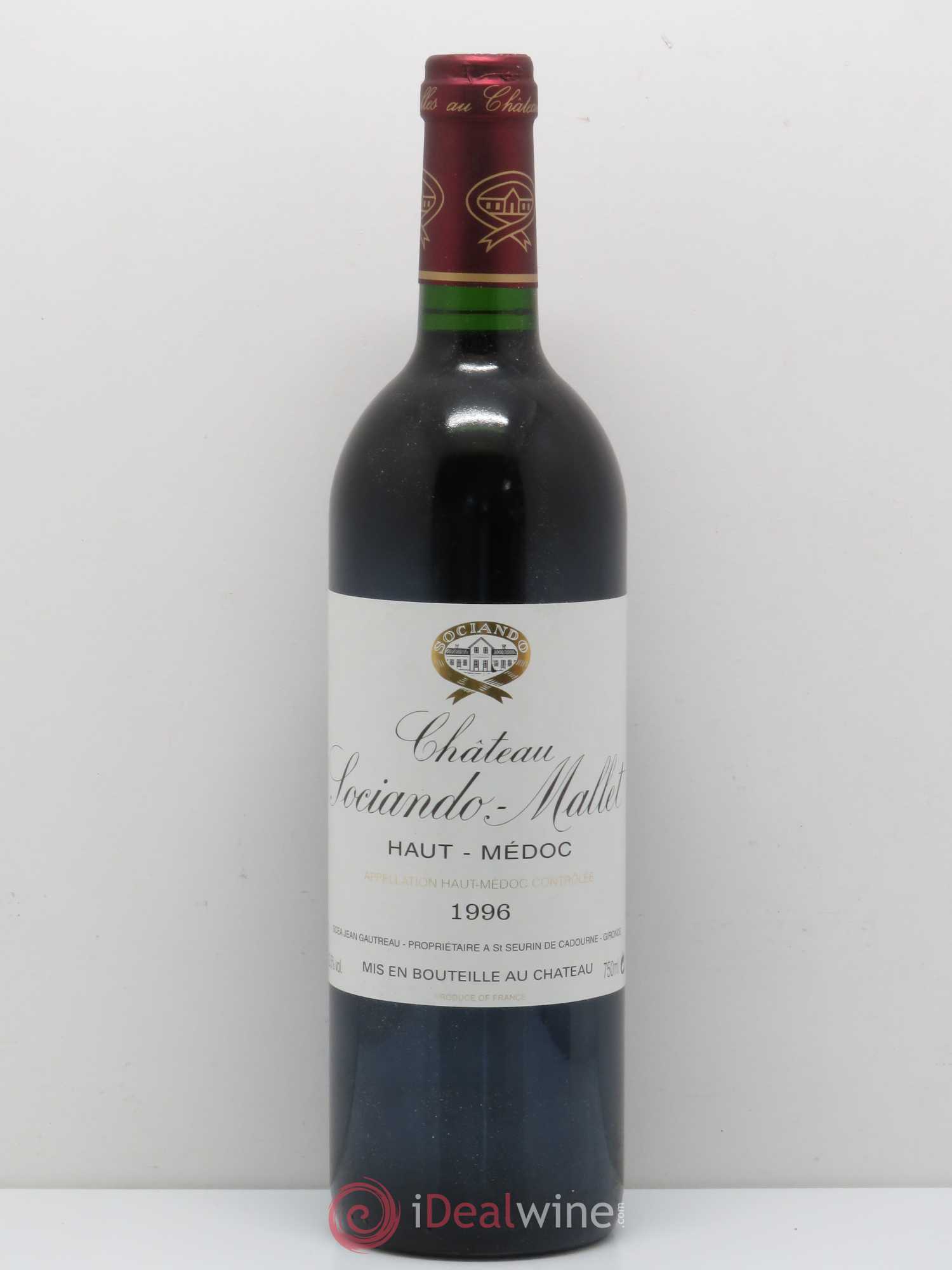 Château Sociando Mallet 1996 - Lot de 1 bouteille - 0