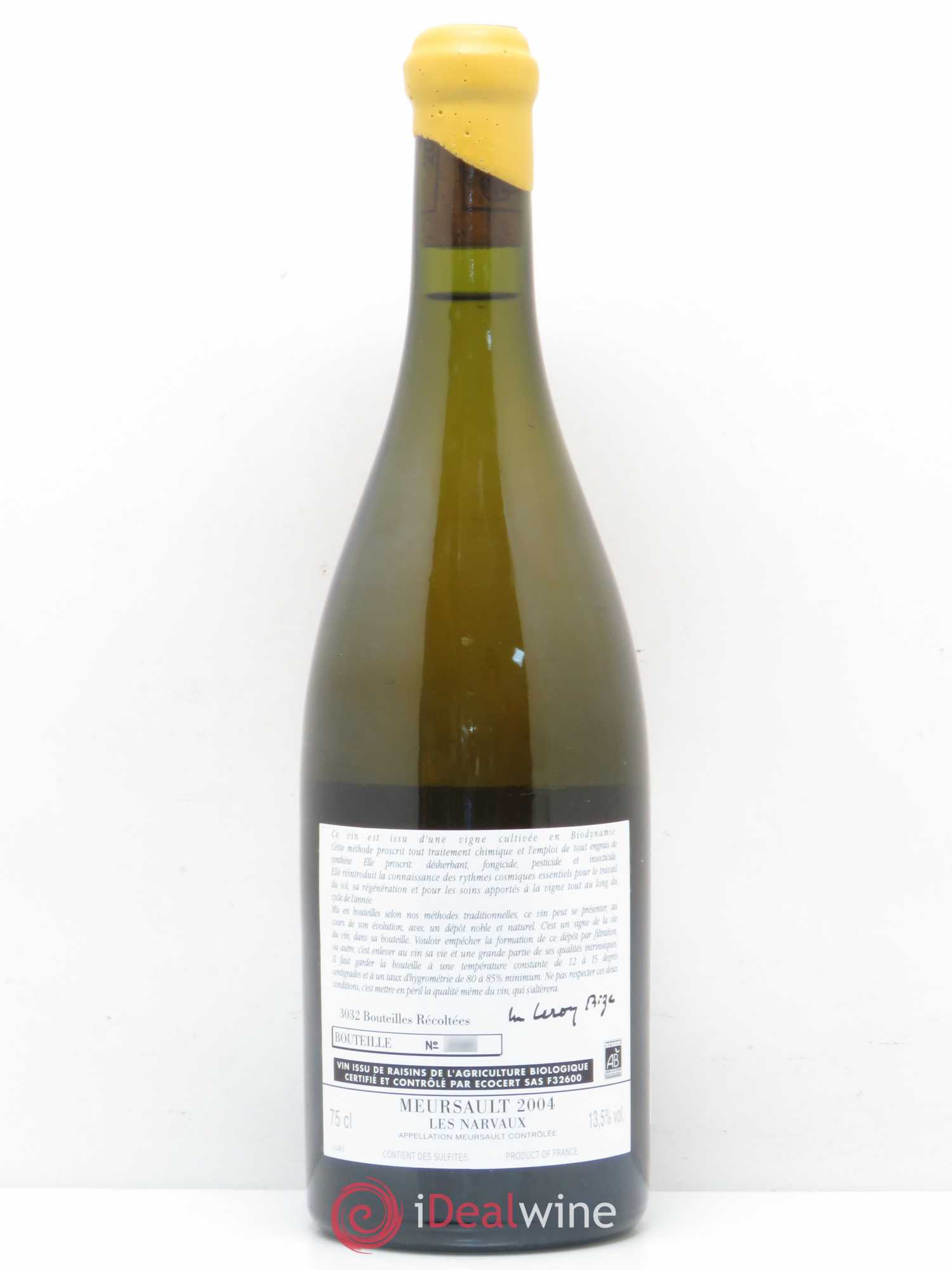 Meursault Les Narvaux d'Auvenay (Domaine) 2004 - Lot de 1 bouteille - 1
