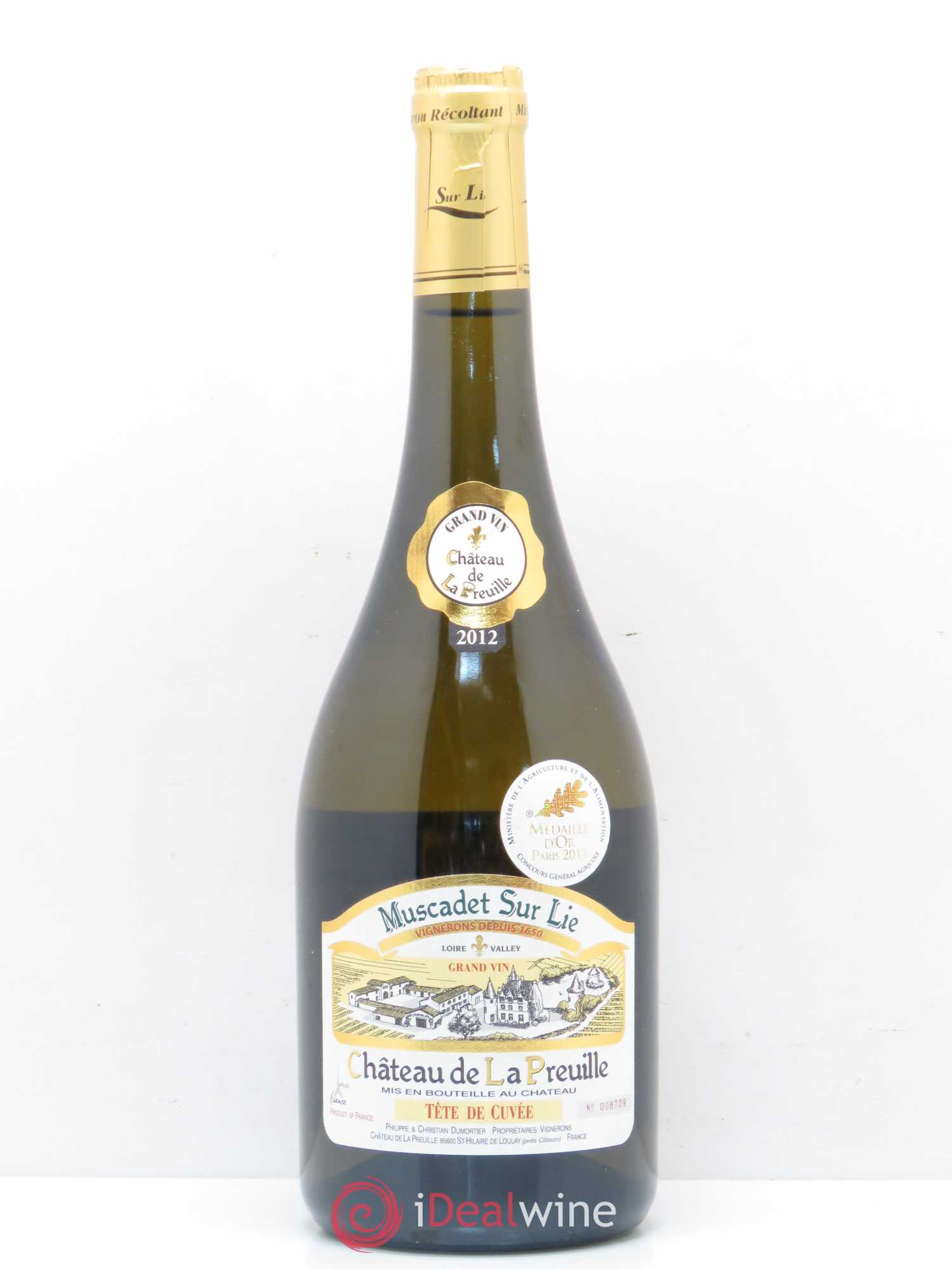 Muscadet-Sèvre-et-Maine Tête de Cuvée Château de La Preuille 2012 - Posten von 1 Flasche - 0