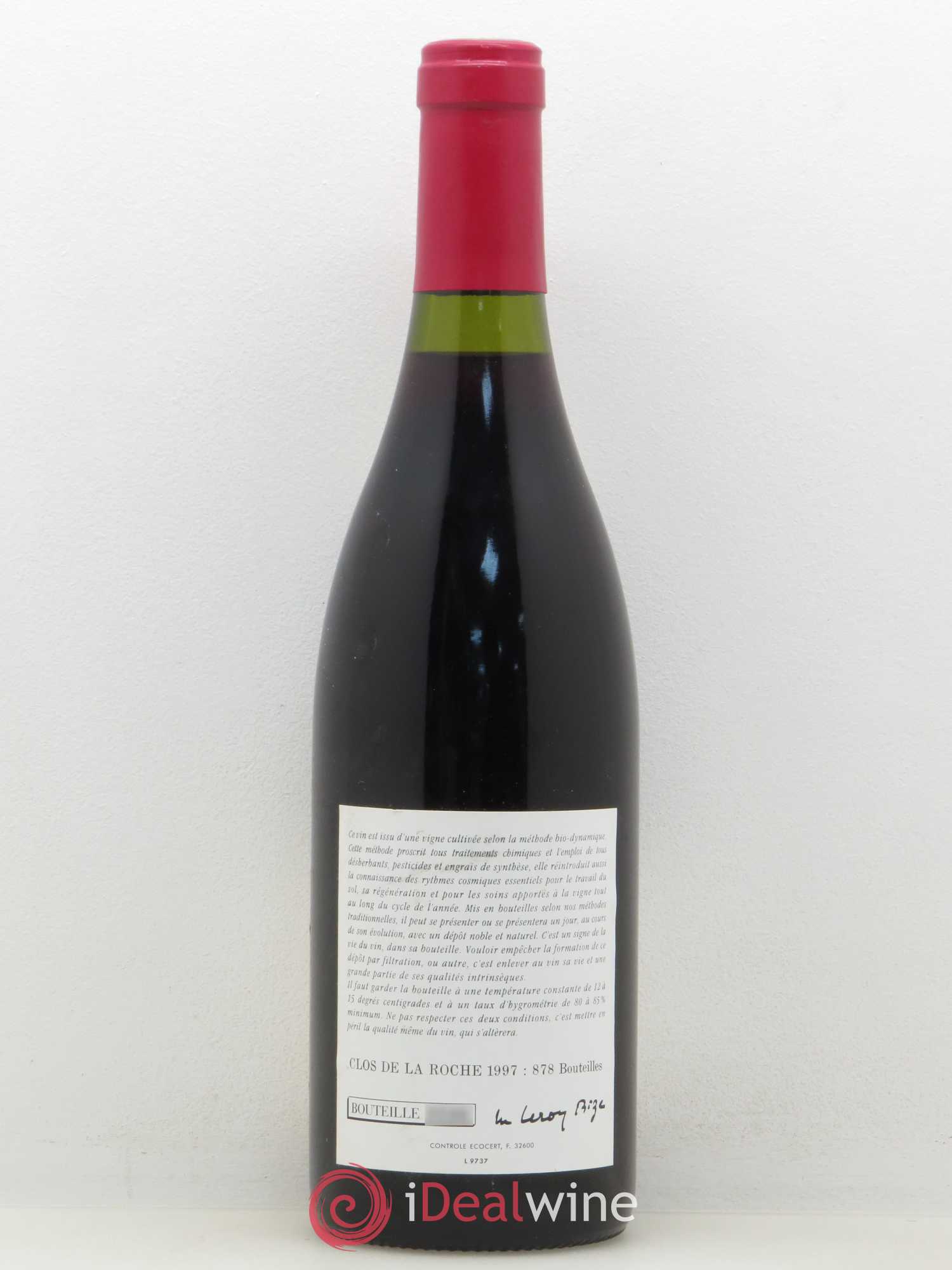 Clos de la Roche Grand Cru Leroy (Domaine) 1997 - Lot de 1 bouteille - 1