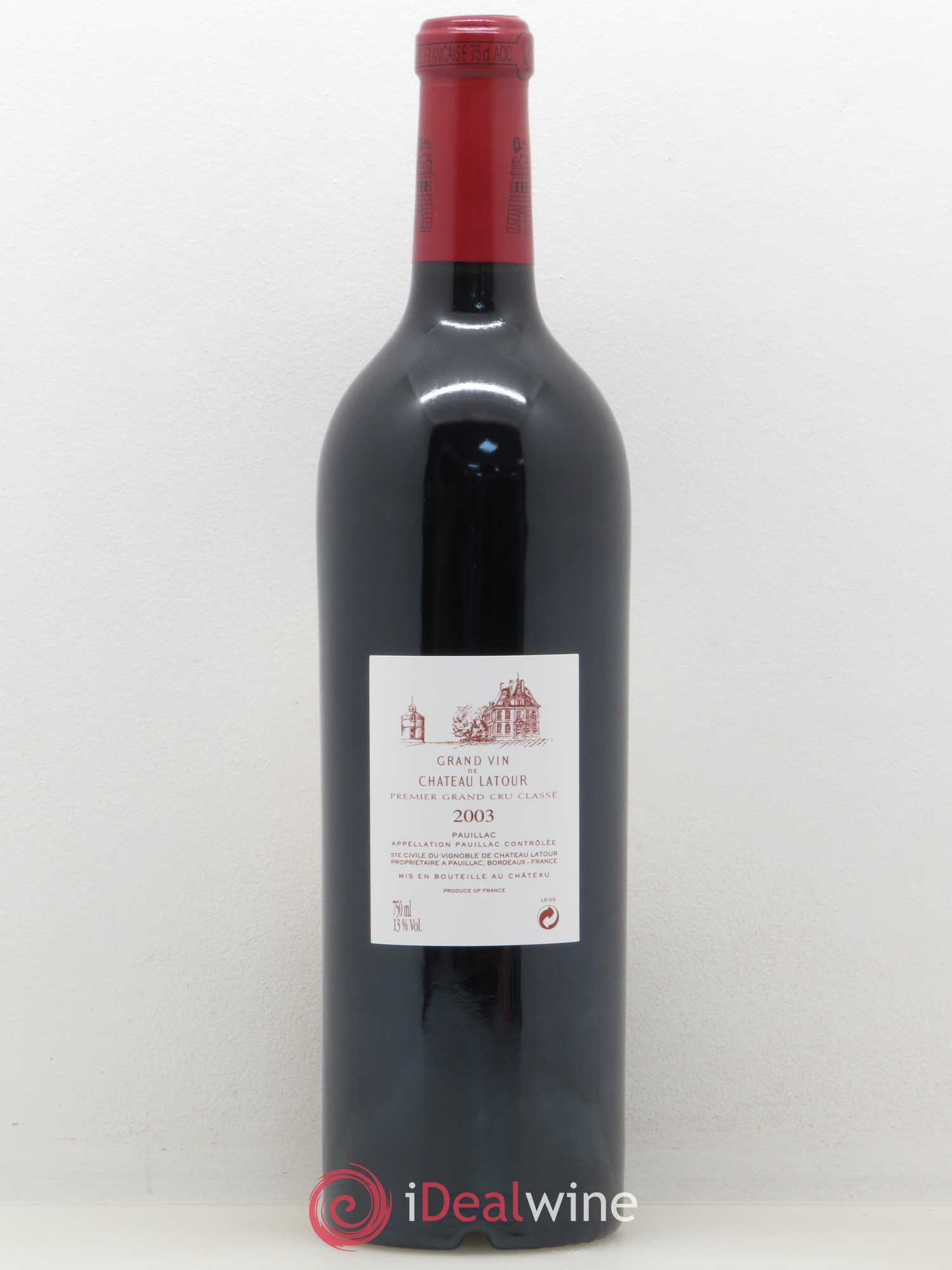 Château Latour 1er Grand Cru Classé 2003 - Lot de 1 bouteille - 1