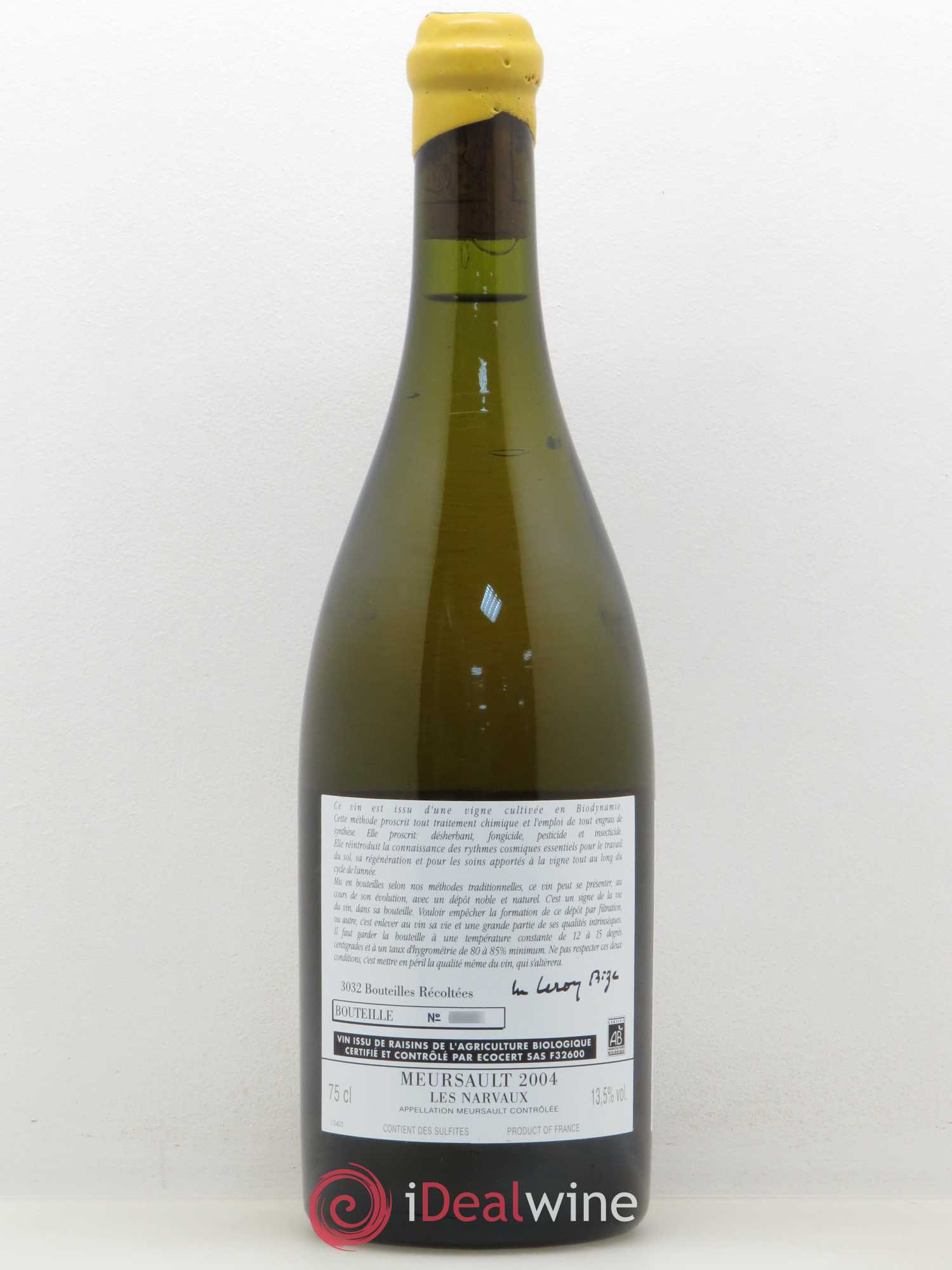 Meursault Les Narvaux d'Auvenay (Domaine) 2004 - Lot de 1 bouteille - 1