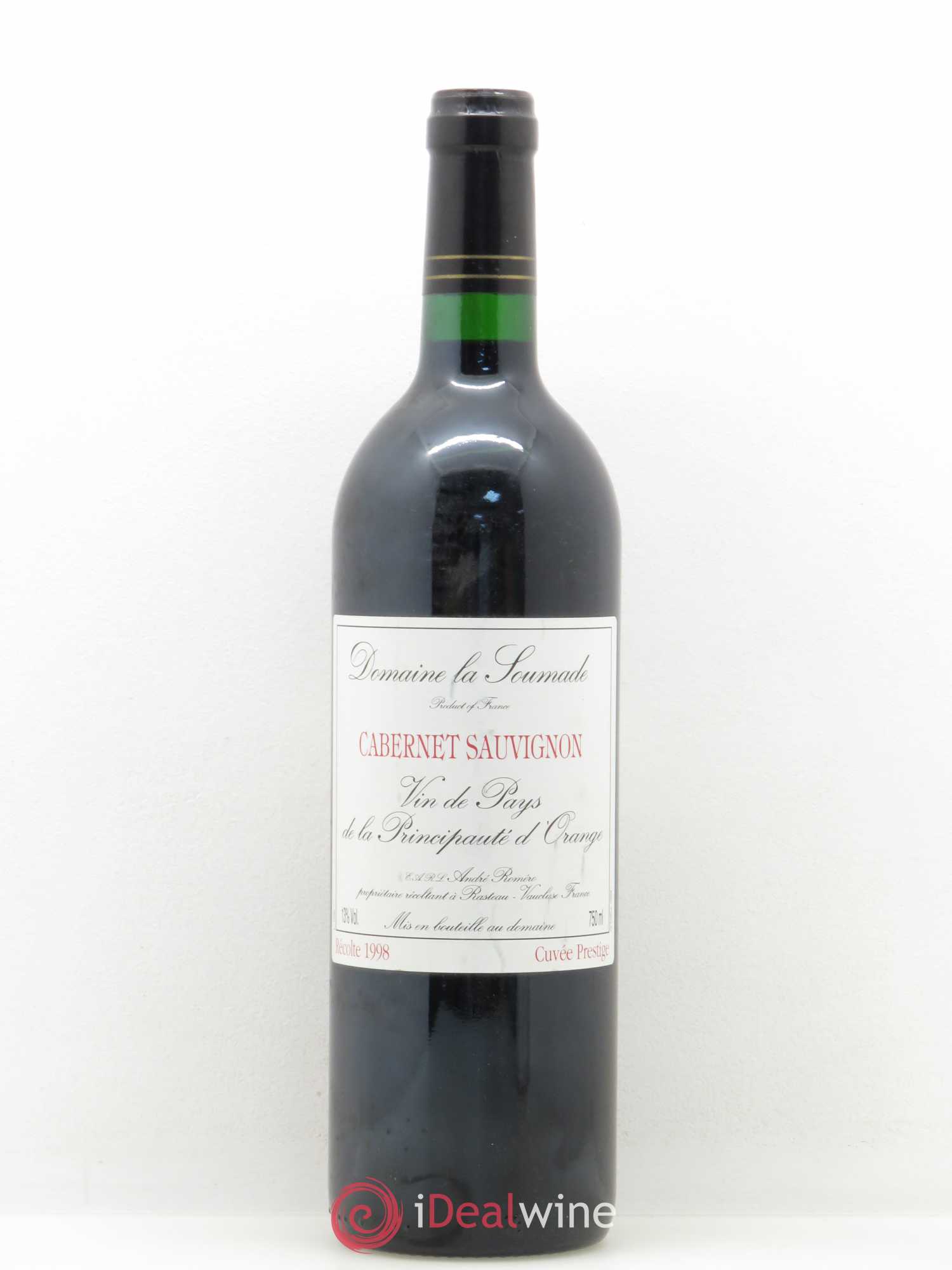Rhône Vin de Pays Principauté d'Orange Cabernet Sauvignon Prestige Domaine La Soumade 1998 - Posten von 1 Flasche - 0