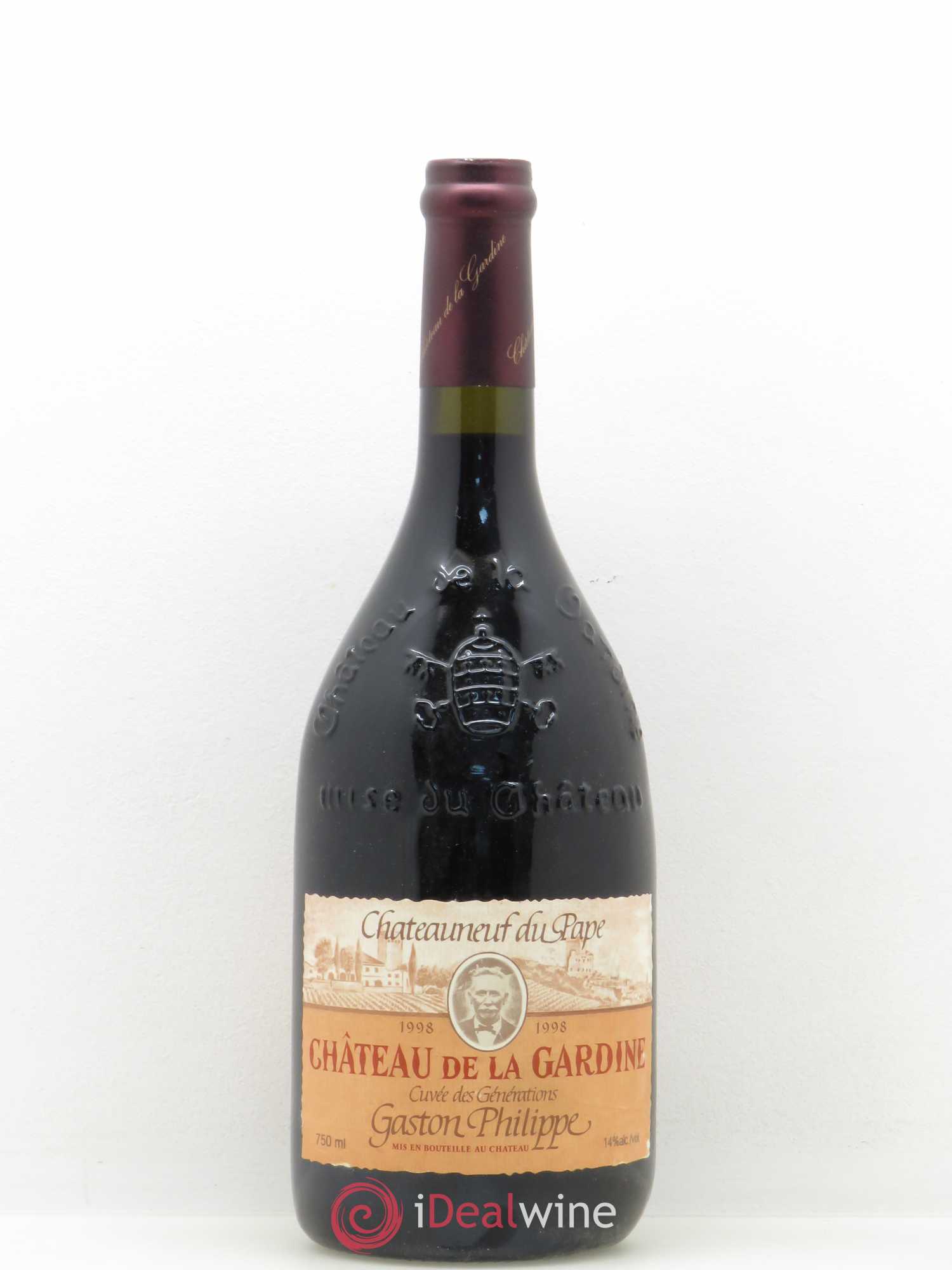 Châteauneuf-du-Pape Château de La Gardine Cuvée des Générations Gaston Philippe Famille Brunel 1998 - Lot de 1 bouteille - 0