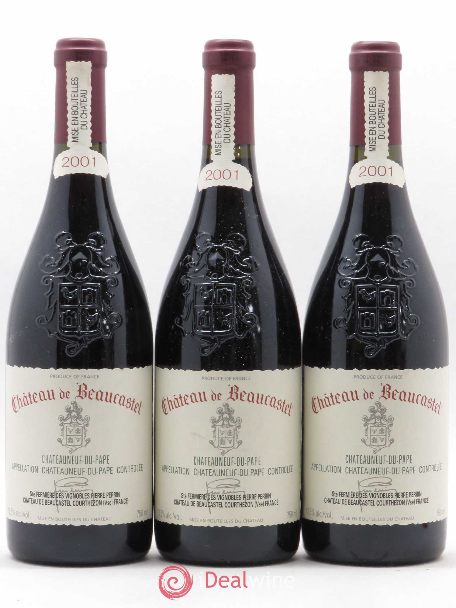 Châteauneuf-du-Pape Château de Beaucastel Famille Perrin 2001 - Lot de 3 bouteilles - 0