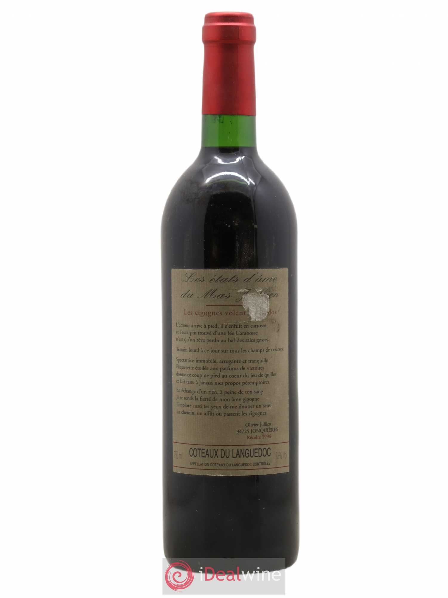 Terrasses du Larzac Mas Jullien Les Etats d'Ame du Mas Jullien Olivier Jullien 1996 - Lot de 1 bouteille - 0