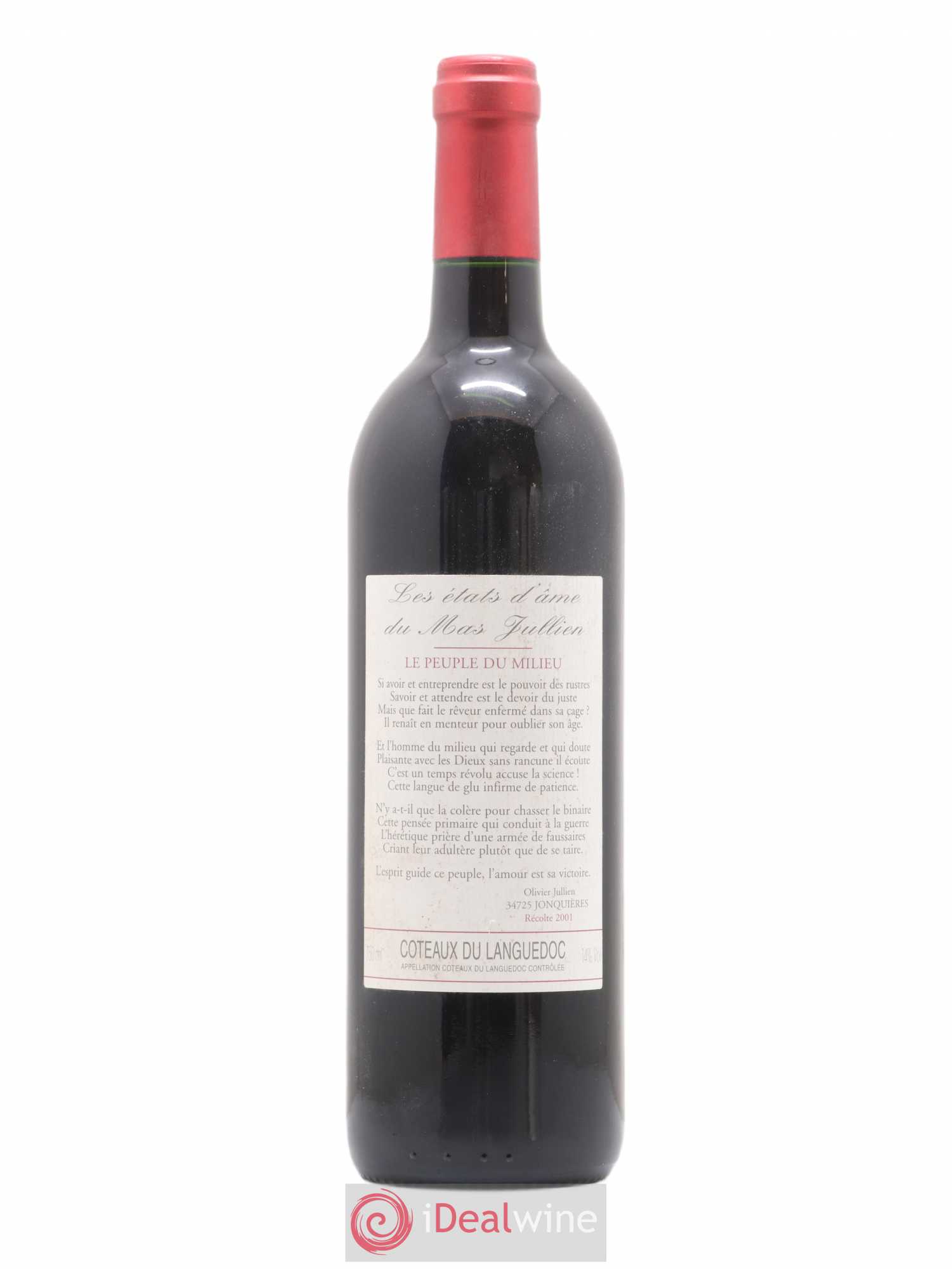 Terrasses du Larzac Mas Jullien Les Etats d'Ame du Mas Jullien Olivier Jullien 2001 - Lot de 1 bouteille - 0