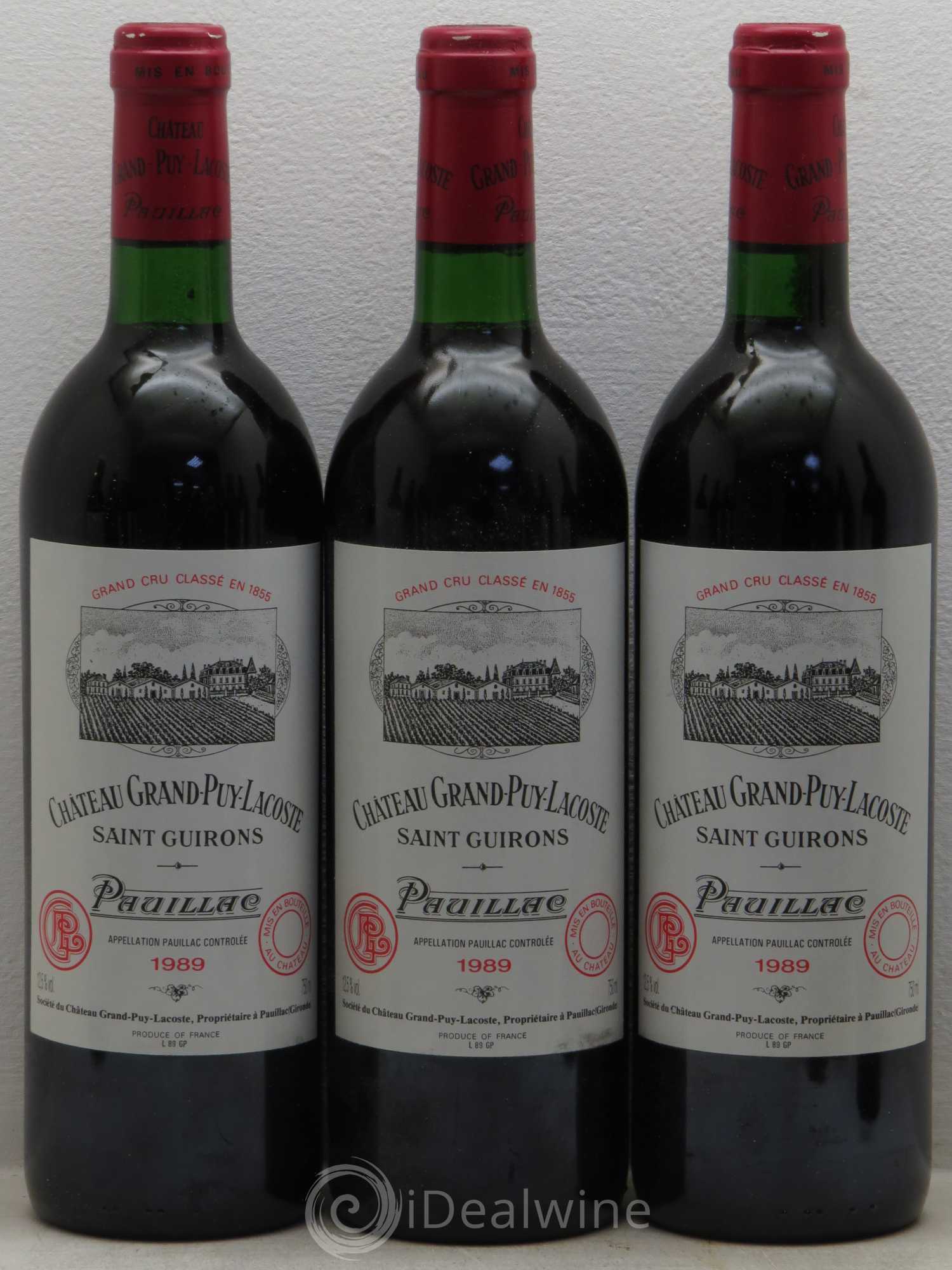 Château Grand Puy Lacoste 5ème Grand Cru Classé 1989 - Lot de 12 bouteilles - 1