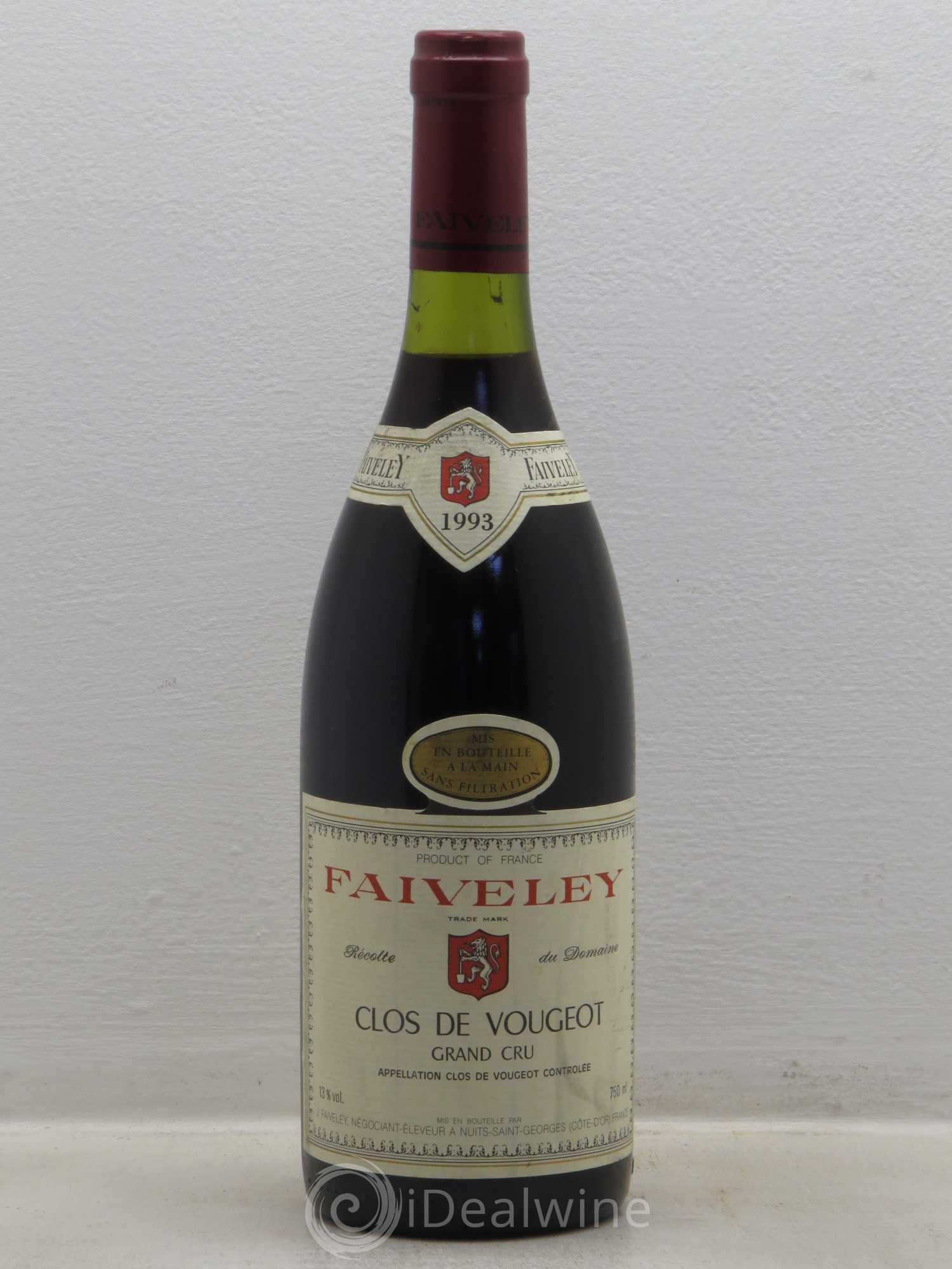 Clos de Vougeot Grand Cru Faiveley 1993 - Lot de 1 bouteille - 0