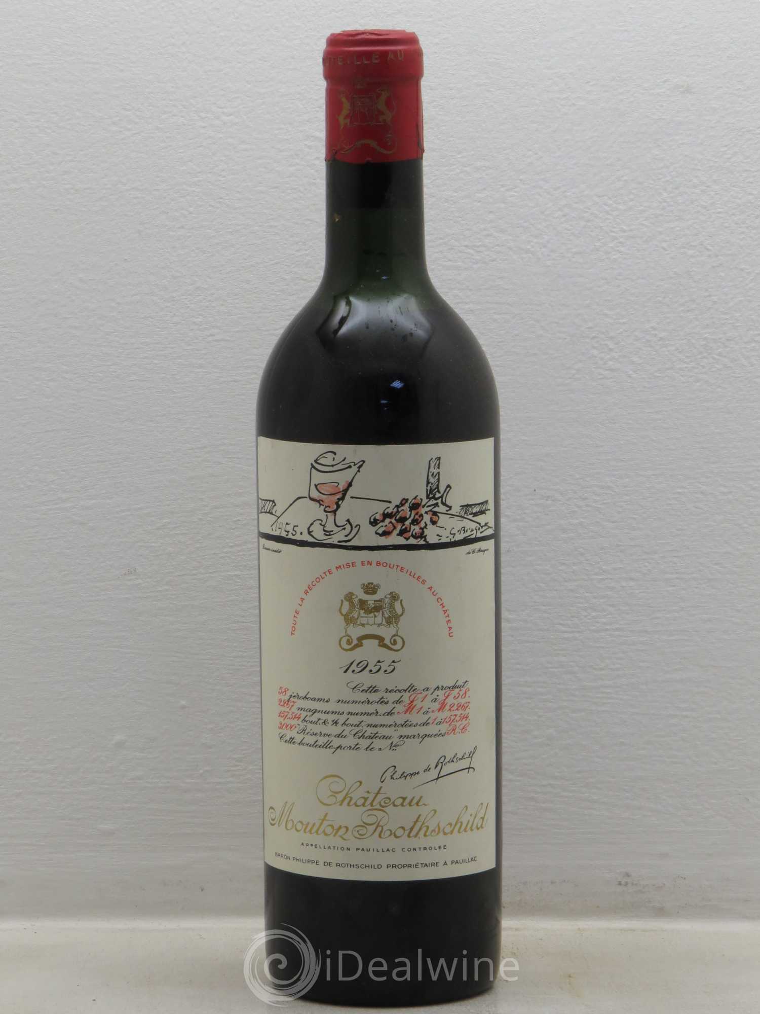 Château Mouton Rothschild 1er Grand Cru Classé 1955 - Lot de 1 bouteille - 0