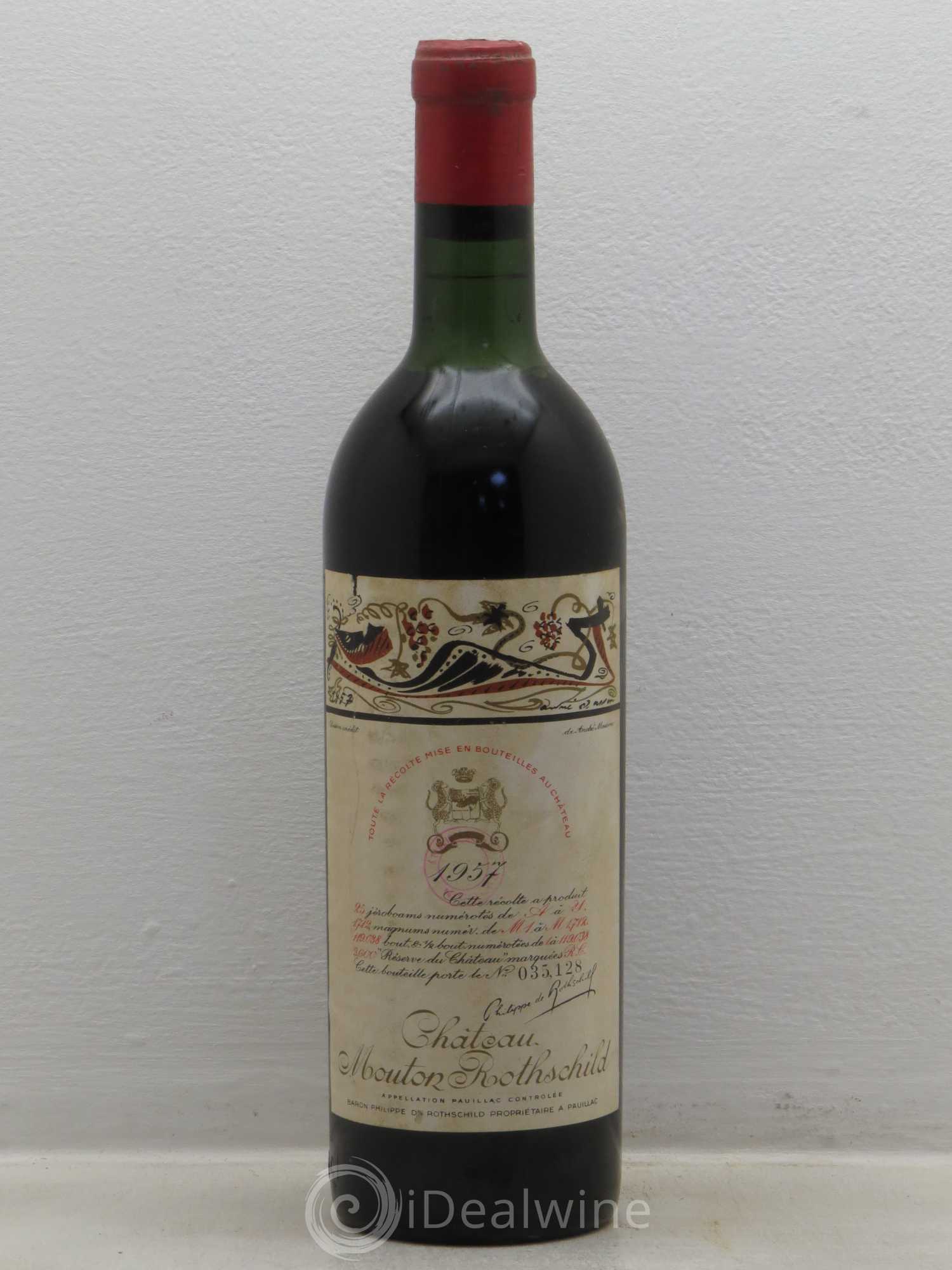 Château Mouton Rothschild 1er Grand Cru Classé Tampon Nicolas 1957 - Lot de 1 bouteille - 0