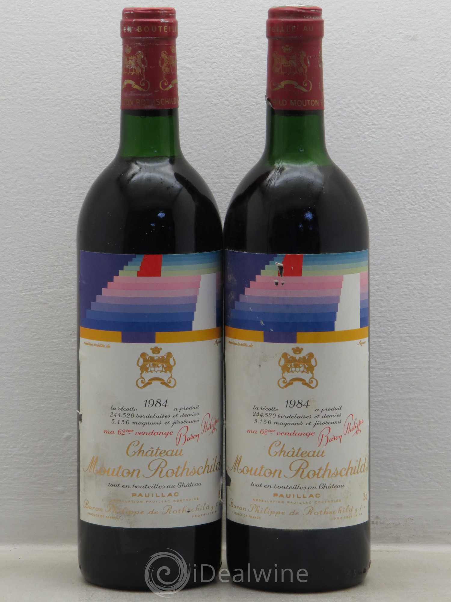 Château Mouton Rothschild 1er Grand Cru Classé 1984 - Lot de 2 bouteilles - 0