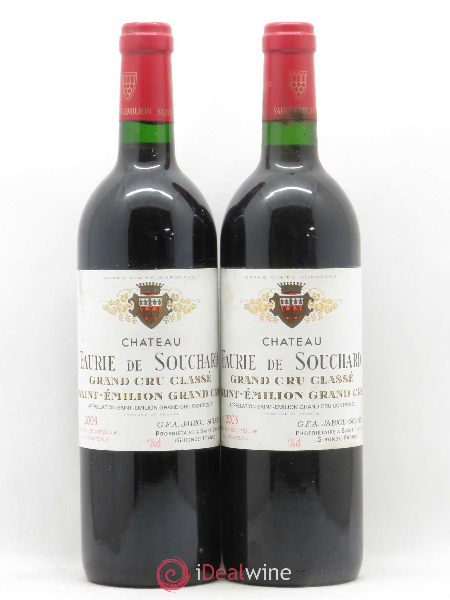 Château Faurie de Souchard Grand Cru Classé 2003 - Lot de 2 bouteilles - 0