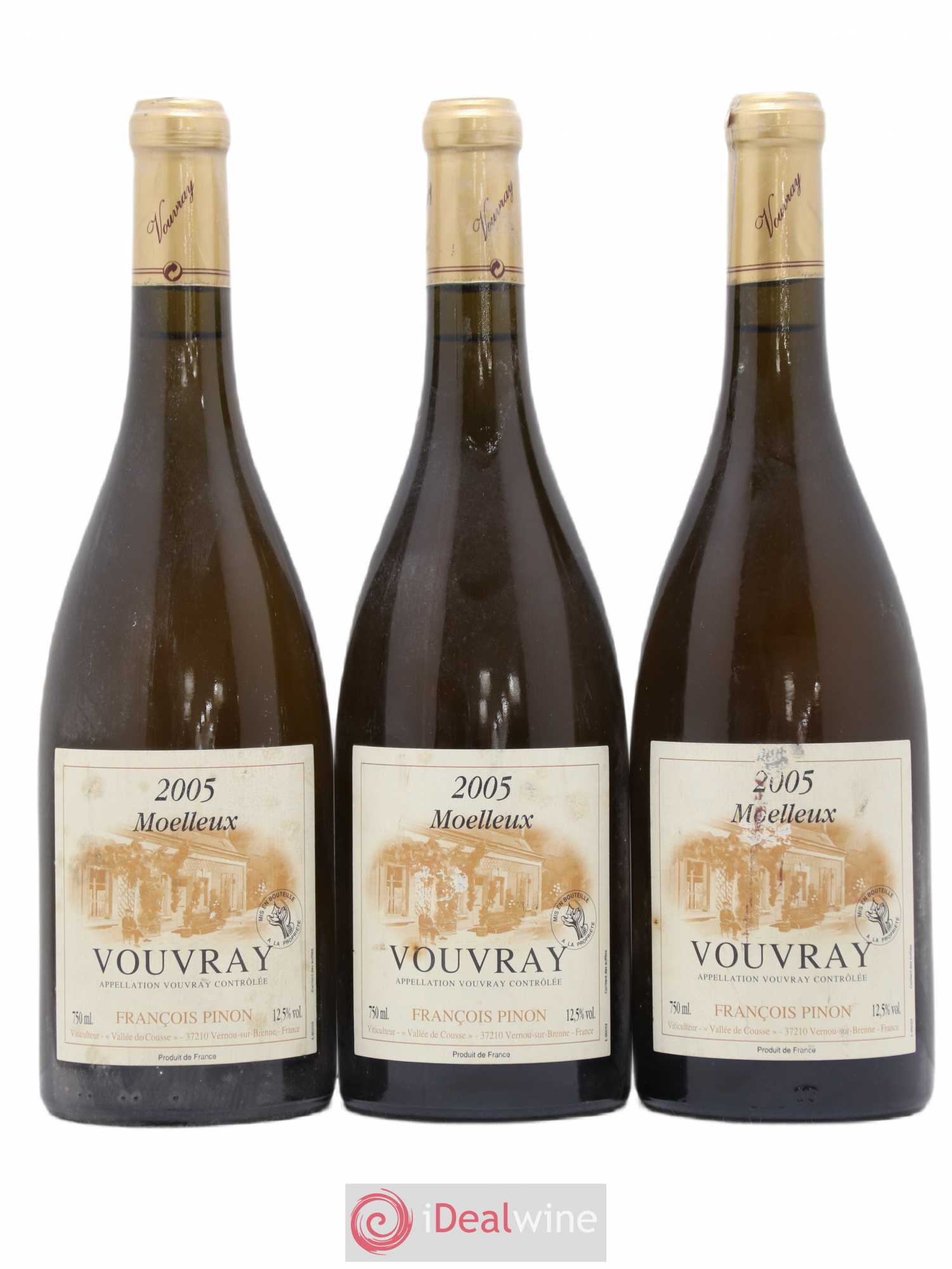 Vouvray Moelleux Francois Pinon 2005 - Lotto di 3 bottiglie - 0