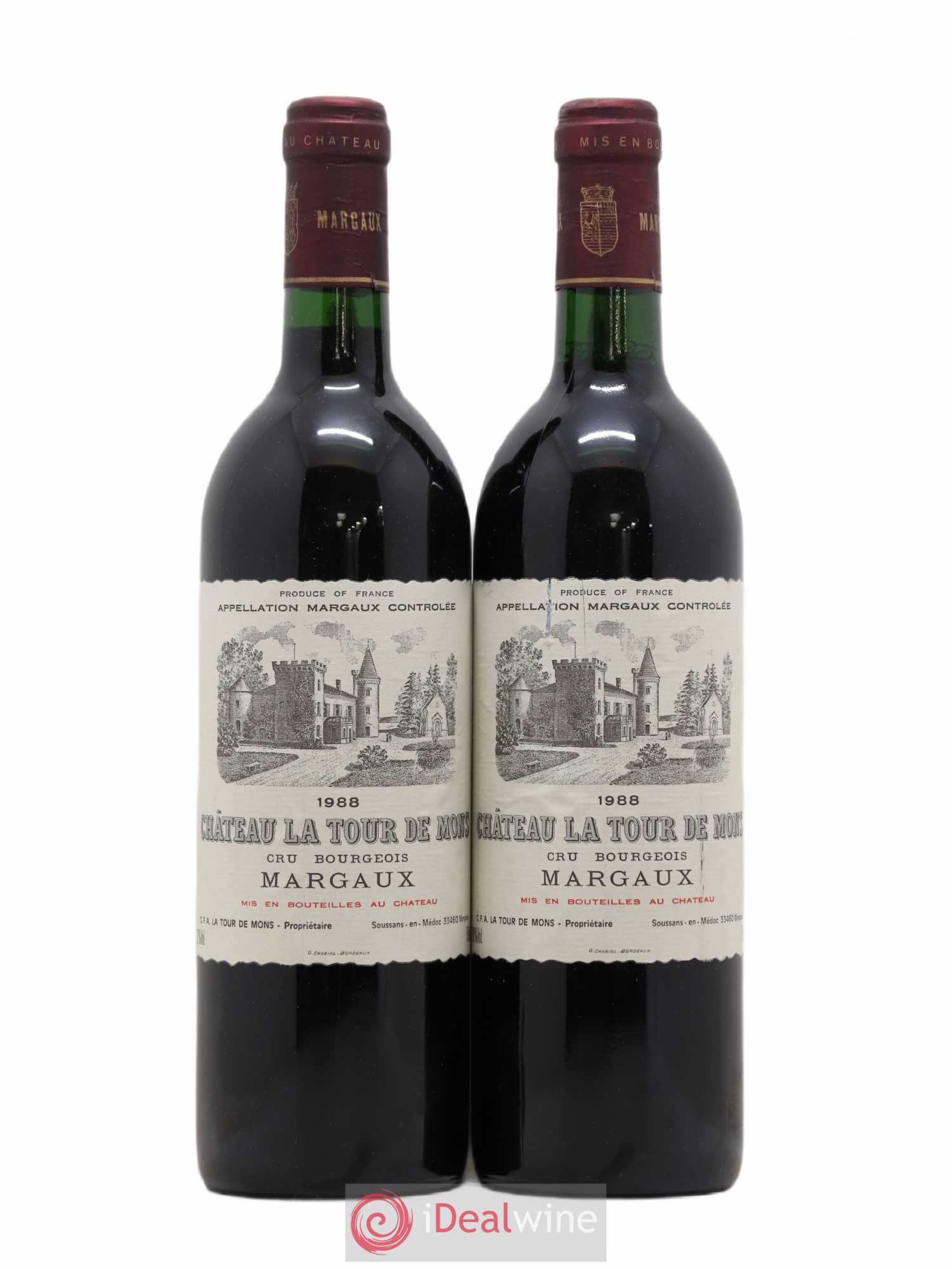Château la Tour de Mons Cru Bourgeois 1988 - Lot de 2 bouteilles - 0