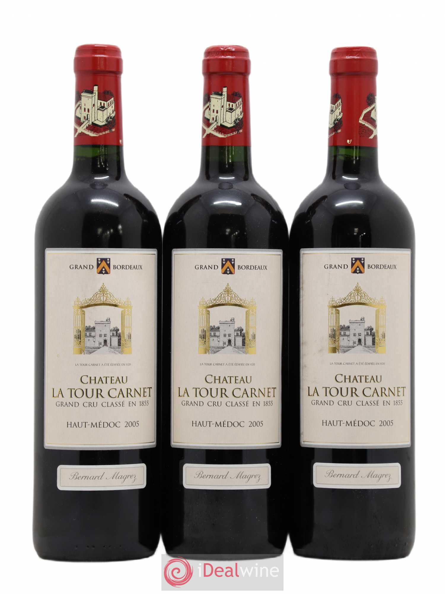 Château la Tour Carnet 4ème Grand Cru Classé 2005 - Lot de 3 bouteilles - 0