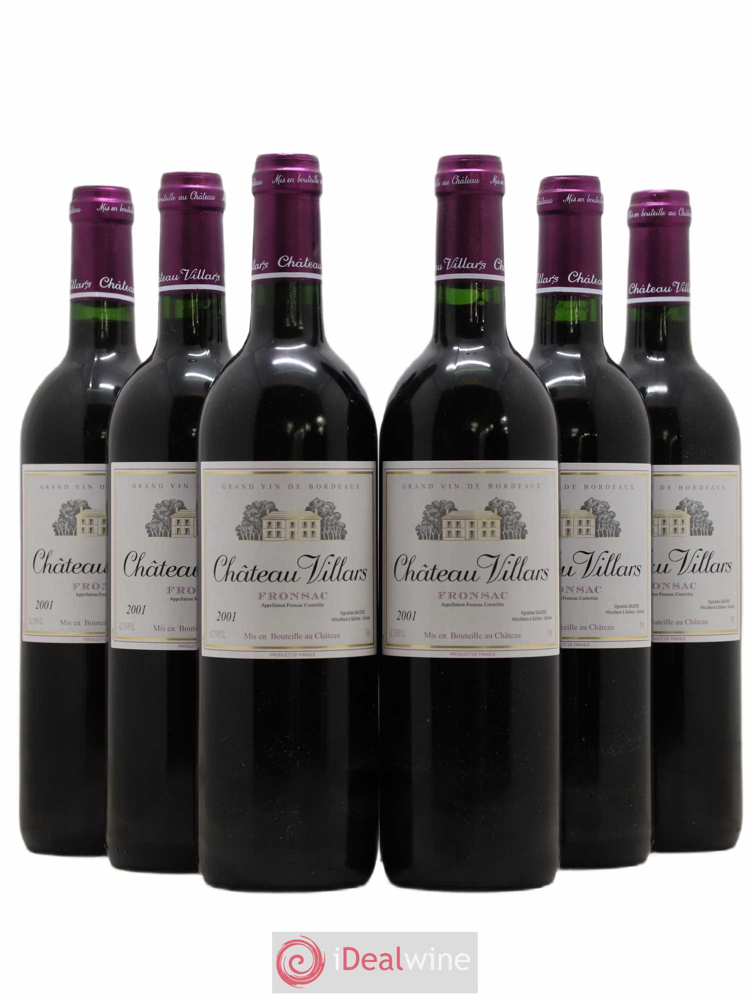 Fronsac Château Villars (sans prix de réserve) 2001 - Posten von 6 Flaschen - 0