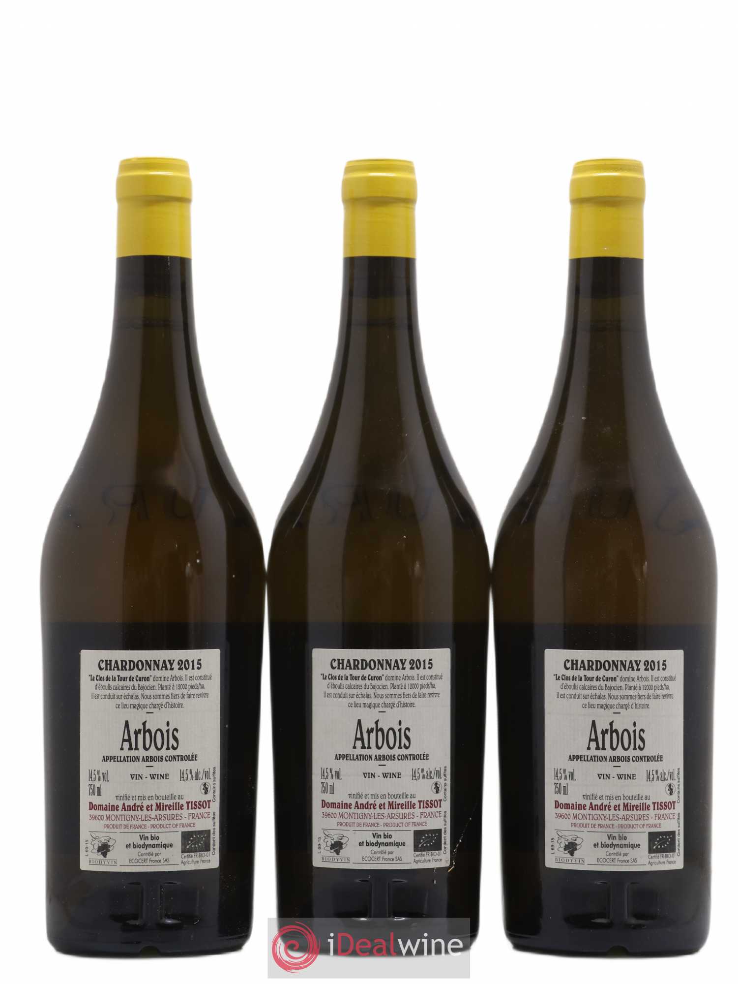 Arbois Chardonnay Le Clos de la Tour de Curon Bénédicte et Stéphane Tissot 2015 - Lot de 3 bouteilles - 1