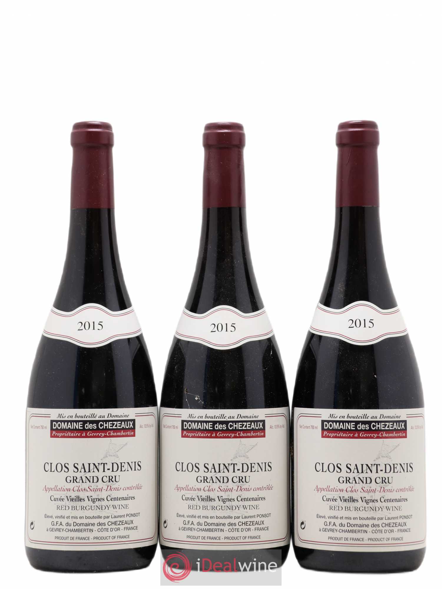 Clos Saint-Denis Grand Cru Domaine des Chezeaux Cuvee Veilles Vignes Centenaires Mise Ponsot 2015 - Posten von 3 Flaschen - 0