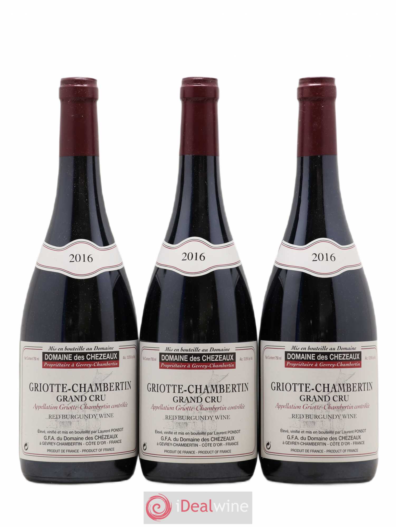 Griotte-Chambertin Grand Cru Des Chezeaux (Domaine) 2016 - Lot de 3 bouteilles - 0