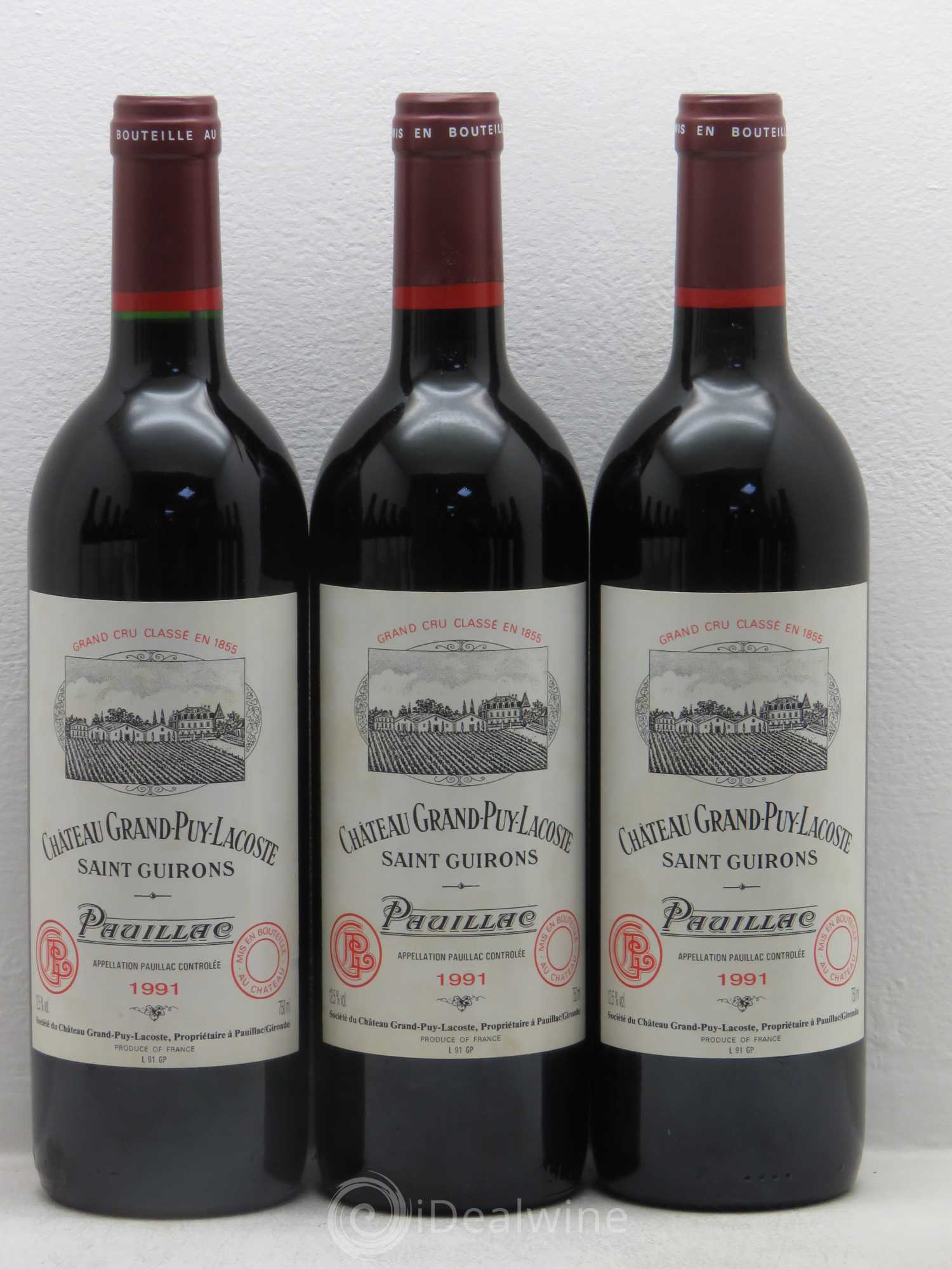 Château Grand Puy Lacoste 5ème Grand Cru Classé 1991 - Lot de 12 bouteilles - 1