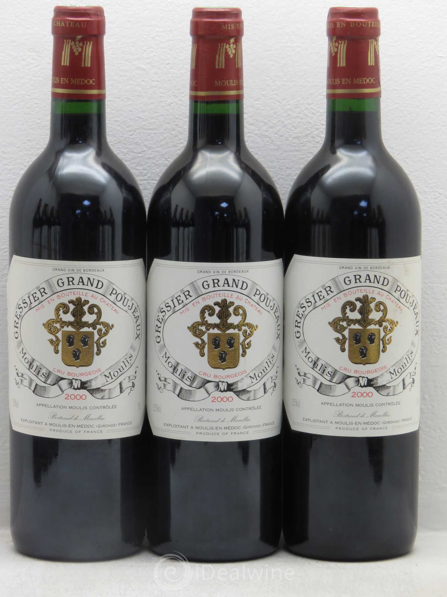 Château Gressier Grand Poujeaux Cru Bourgeois 2000 - Lot de 12 bouteilles - 1