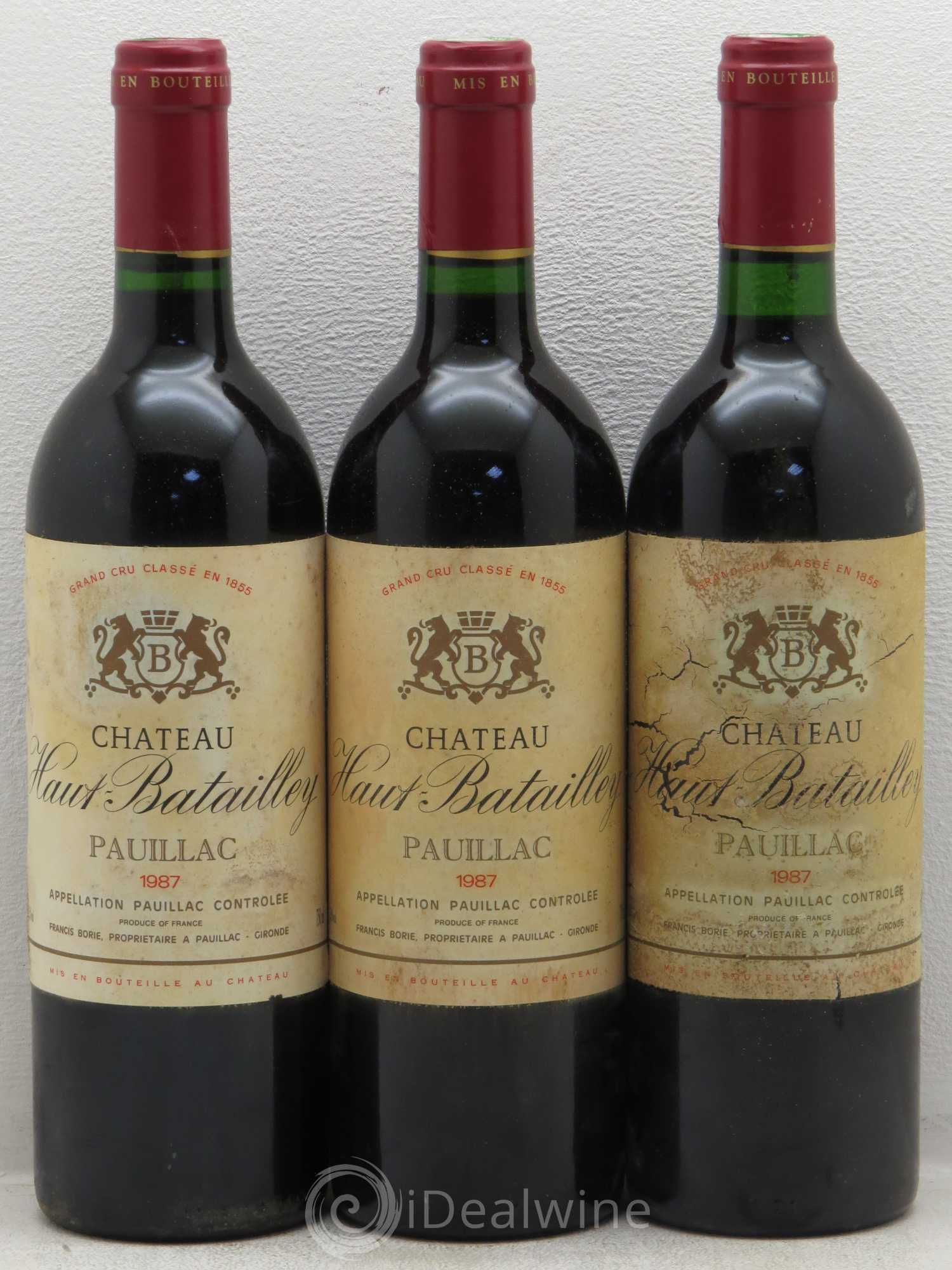 Château Haut Batailley 5ème Grand Cru Classé 1987 - Lot de 3 bouteilles - 0