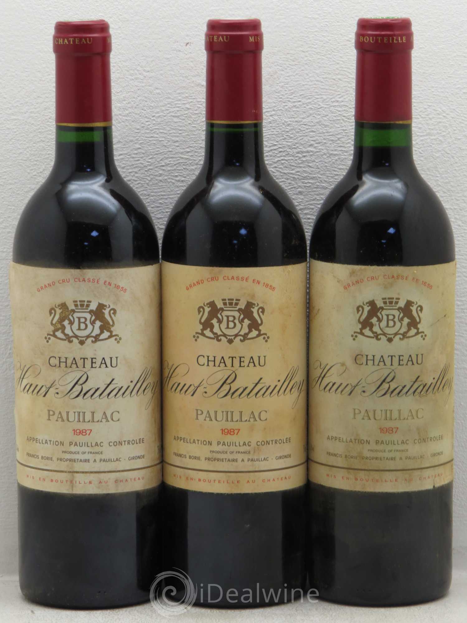 Château Haut Batailley 5ème Grand Cru Classé 1987 - Lot de 3 bouteilles - 0
